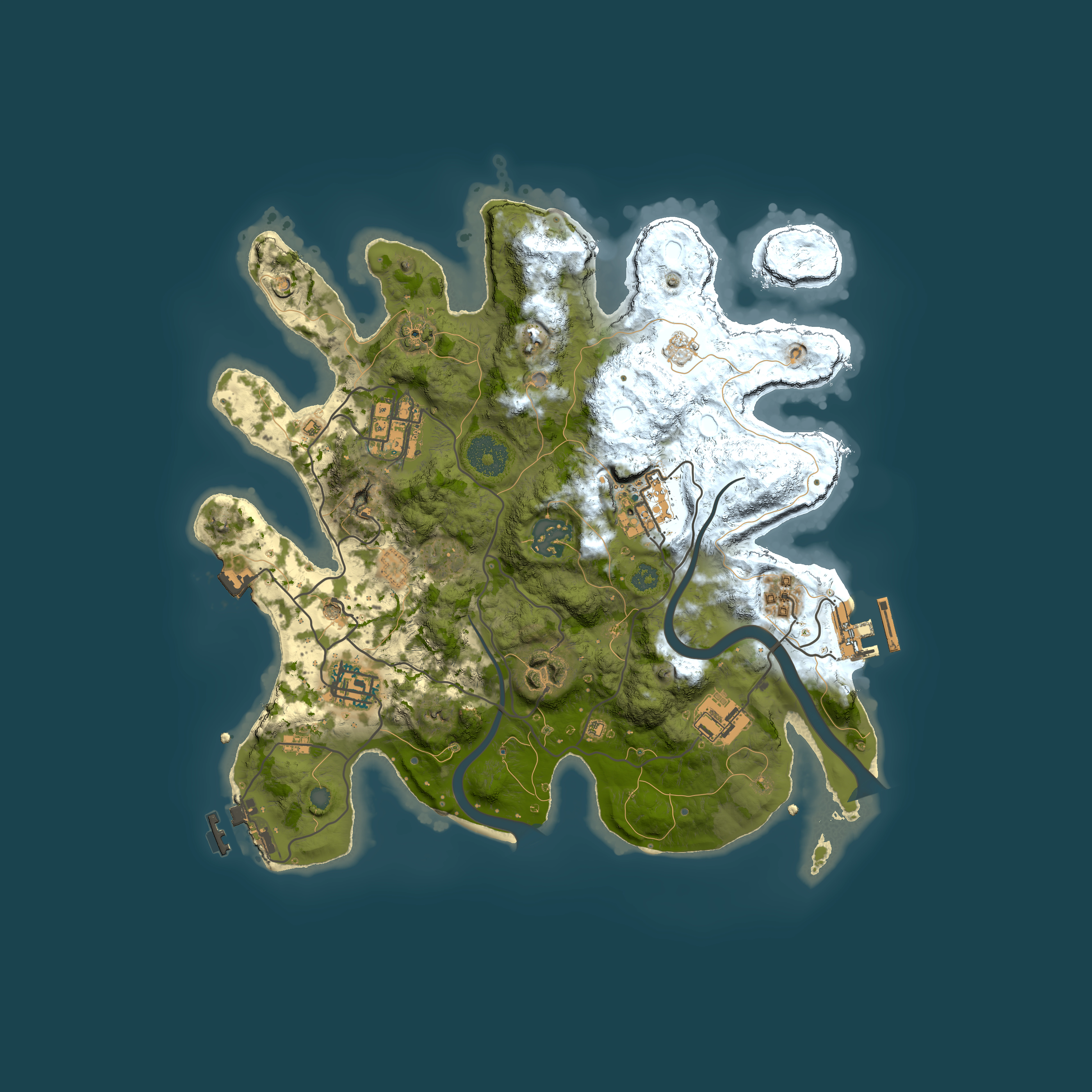 Full top-down render of Rust map seed 1078832049, 3000x3000m