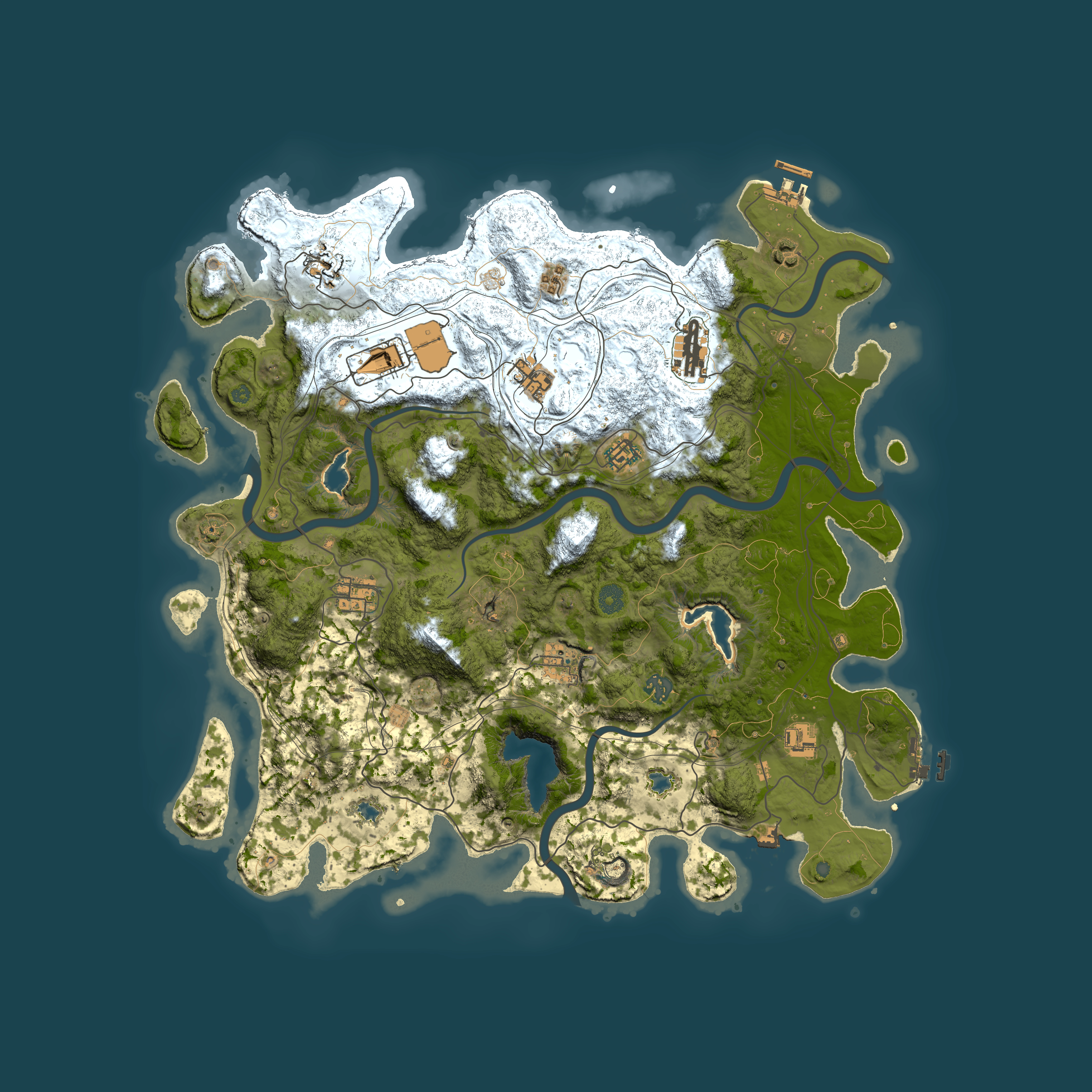 Full top-down render of Rust map seed 205772648, 4500x4500m