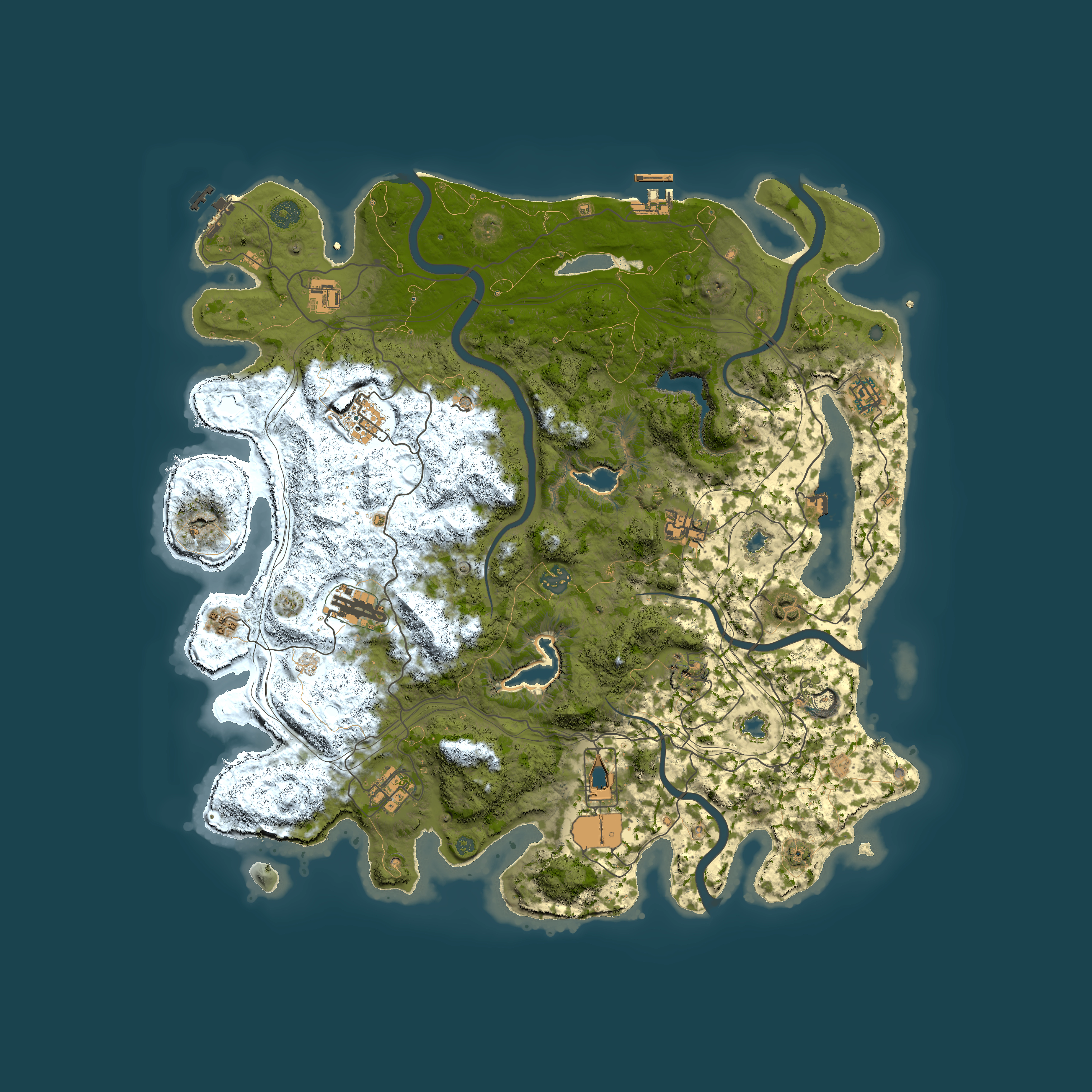Full top-down render of Rust map seed 437084377, 4500x4500m