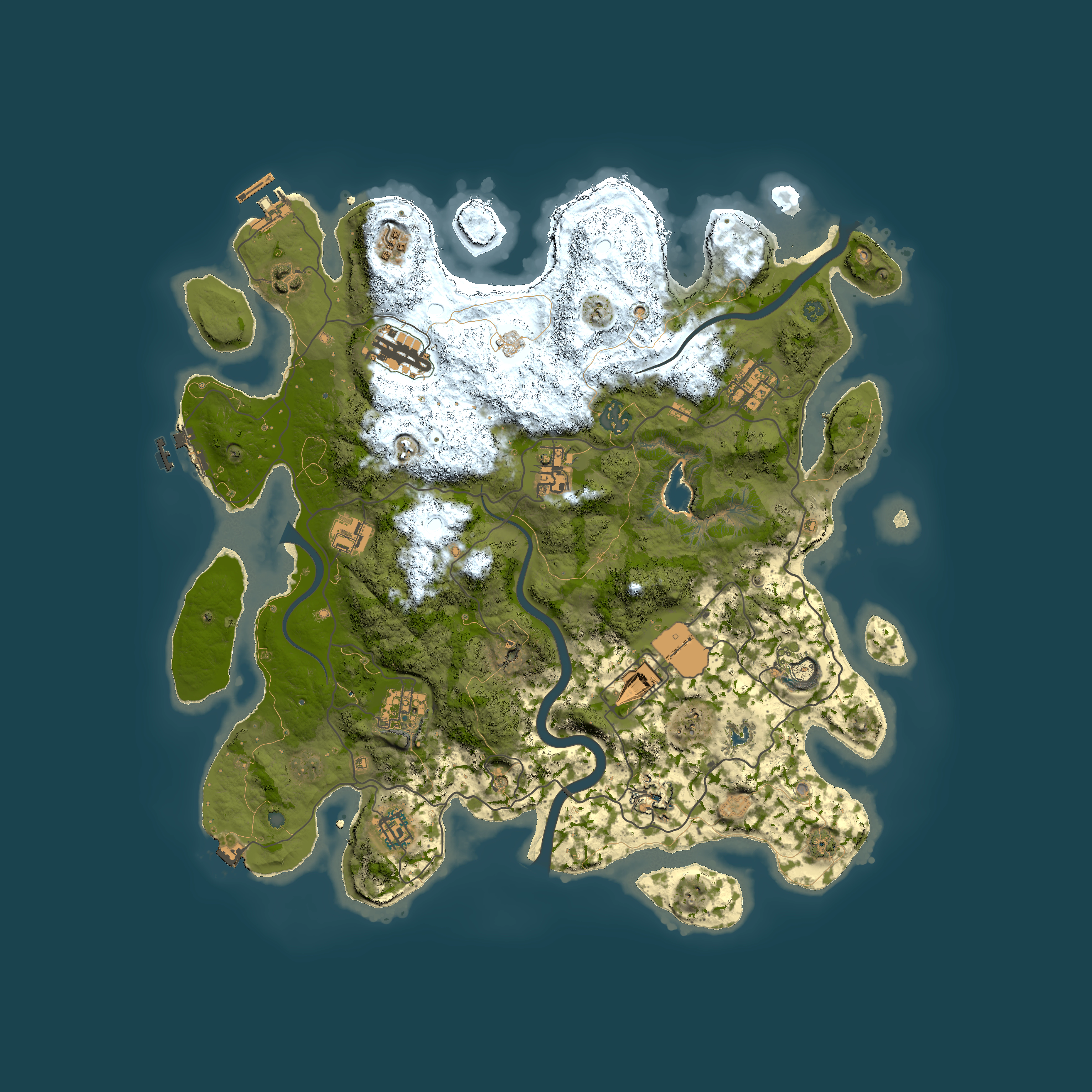 Full top-down render of Rust map seed 1422269322, 4000x4000m