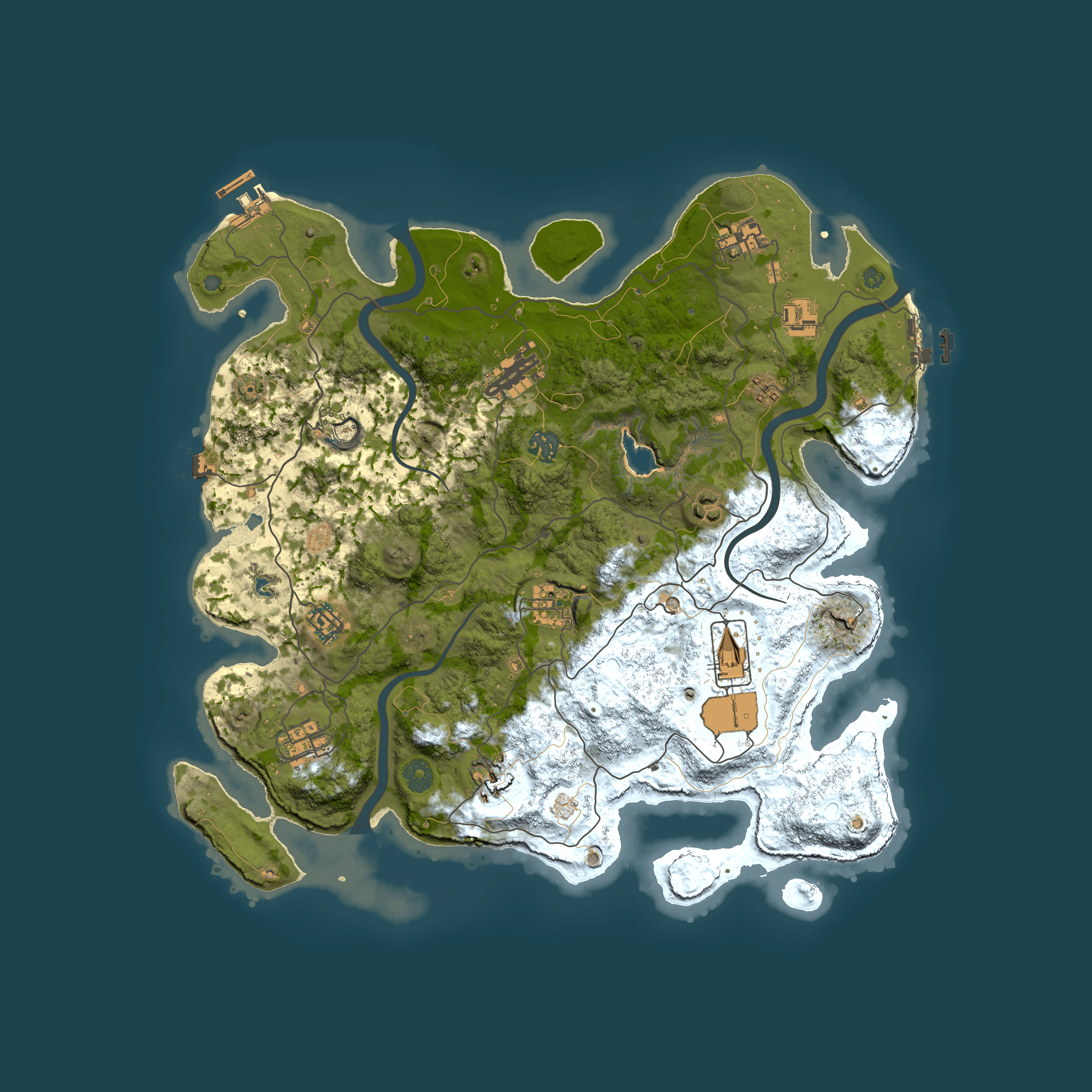 Full top-down render of Rust map seed 1116455021, 4000x4000m