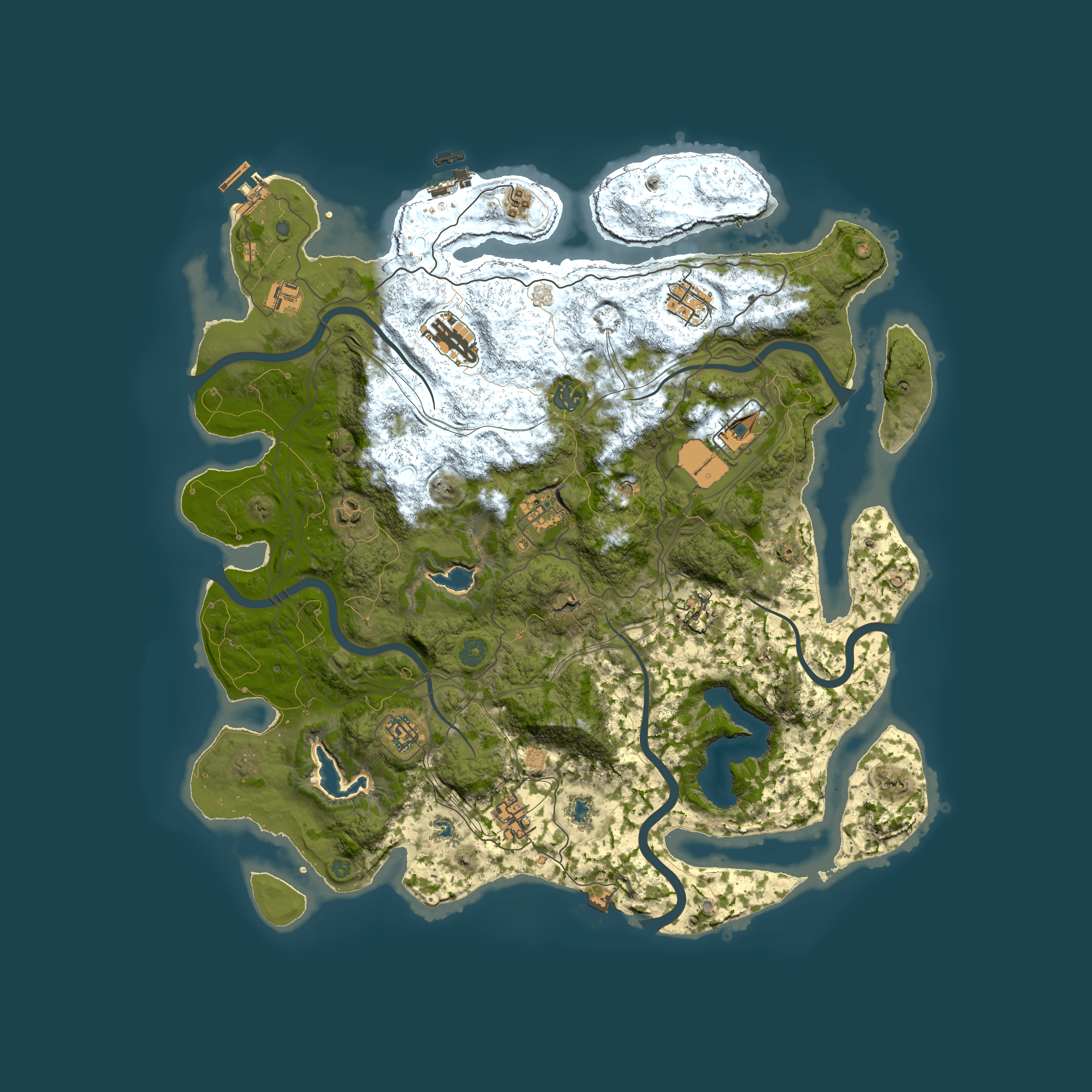 Full top-down render of Rust map seed 230968632, 4500x4500m