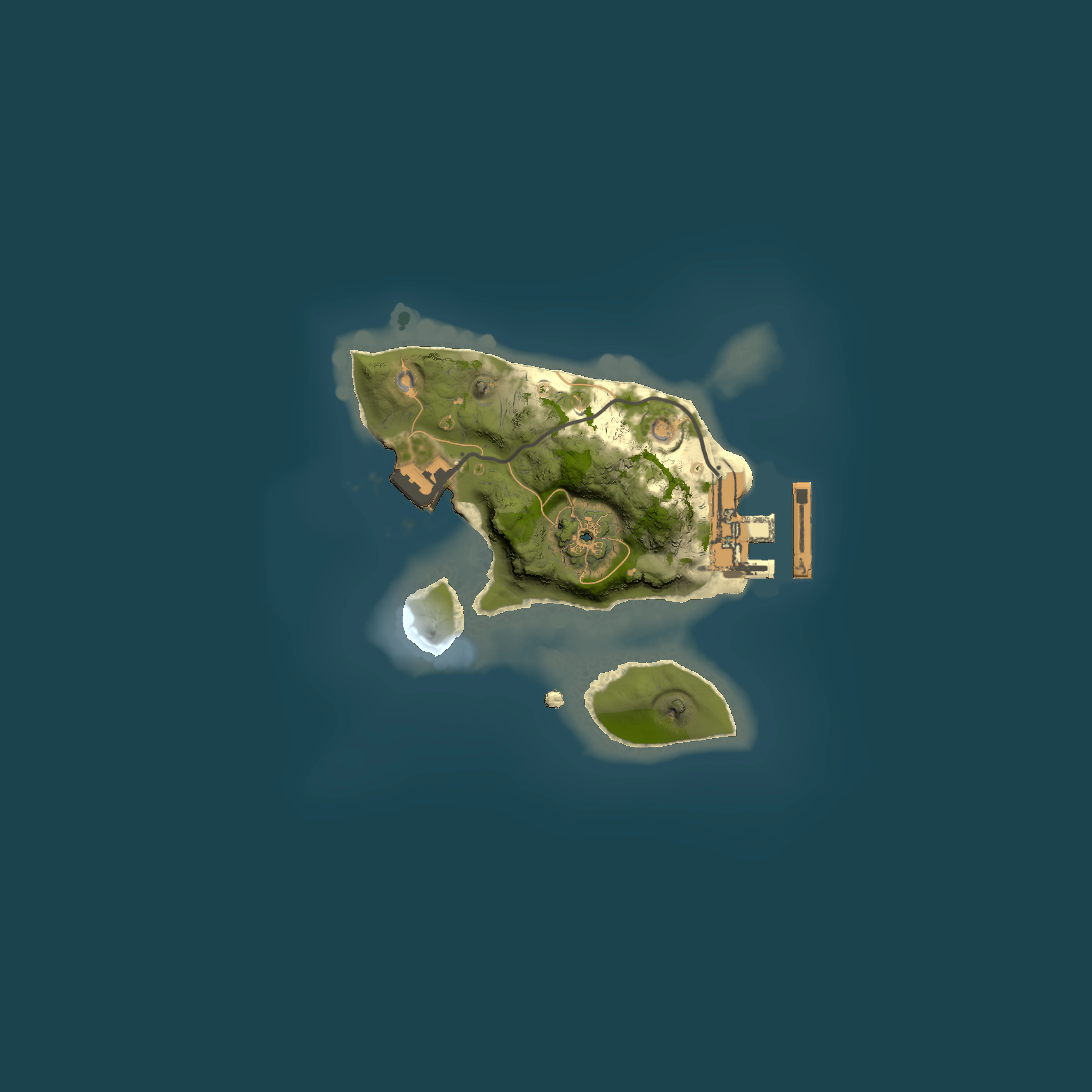 Full top-down render of Rust map seed 232123854, 1500x1500m