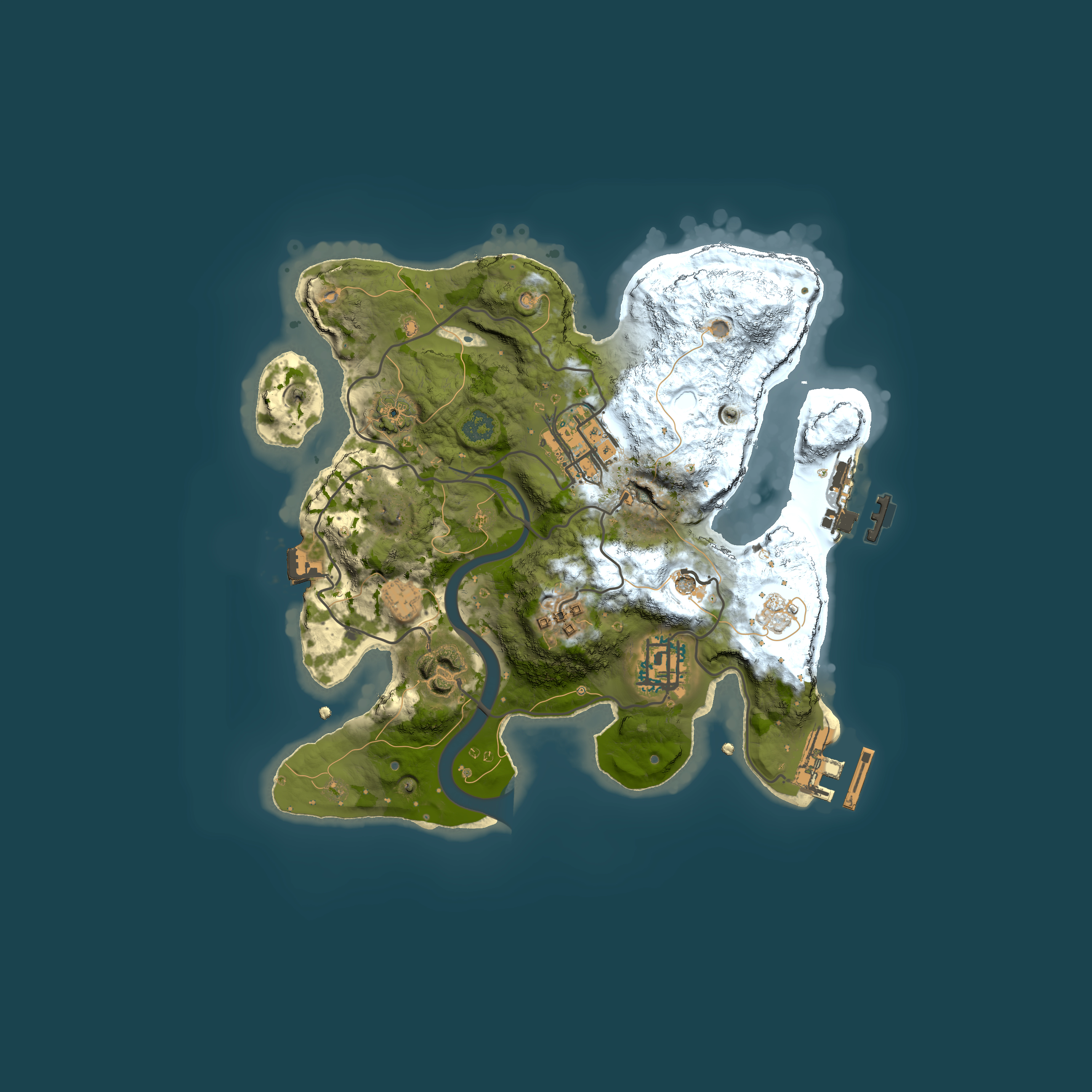 Full top-down render of Rust map seed 1617056141, 2500x2500m