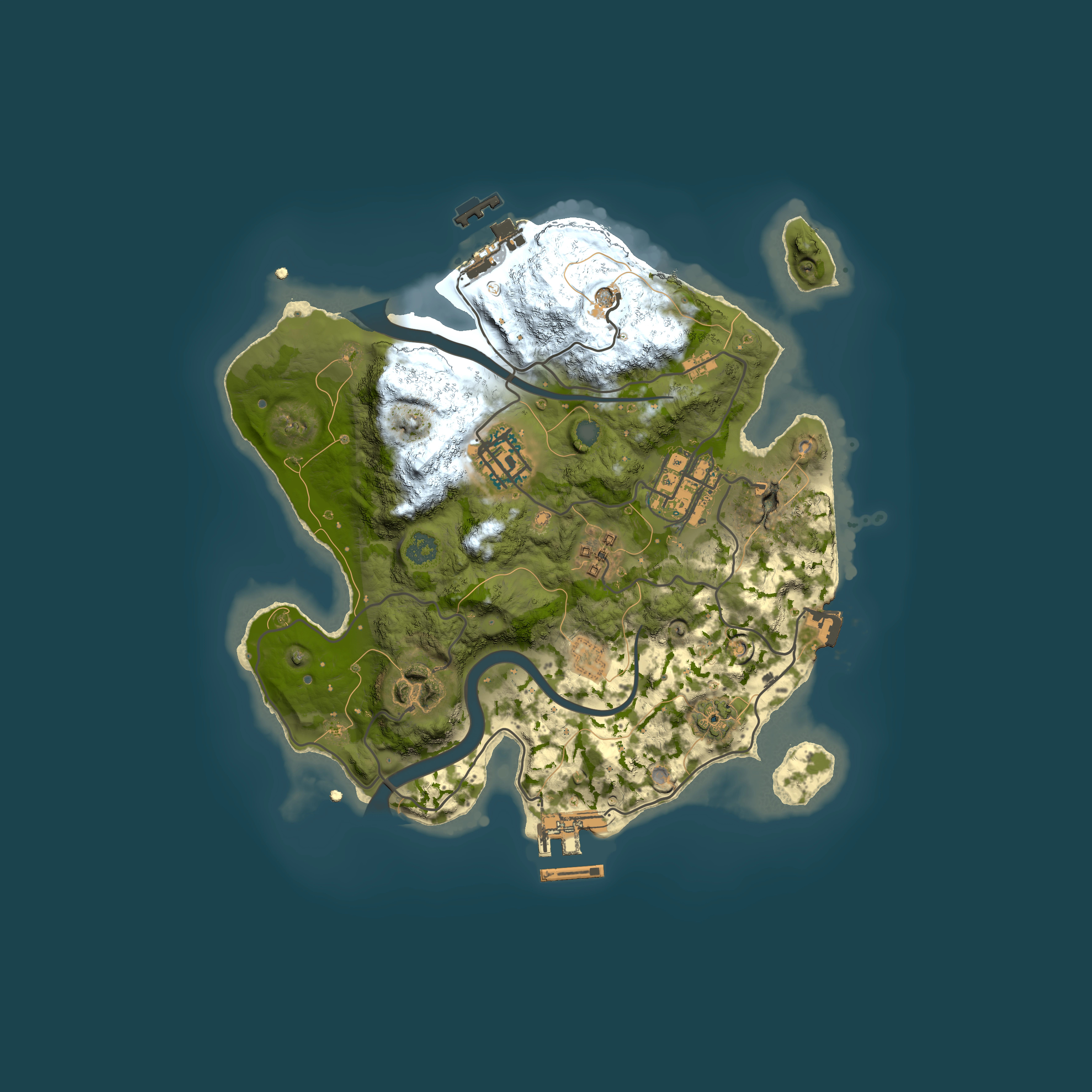 Full top-down render of Rust map seed 1225063216, 2500x2500m