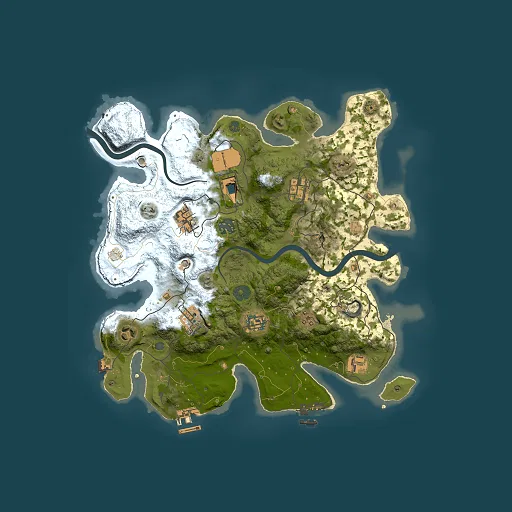 Rust map seed 1443087000, 3500x3500m top-down preview