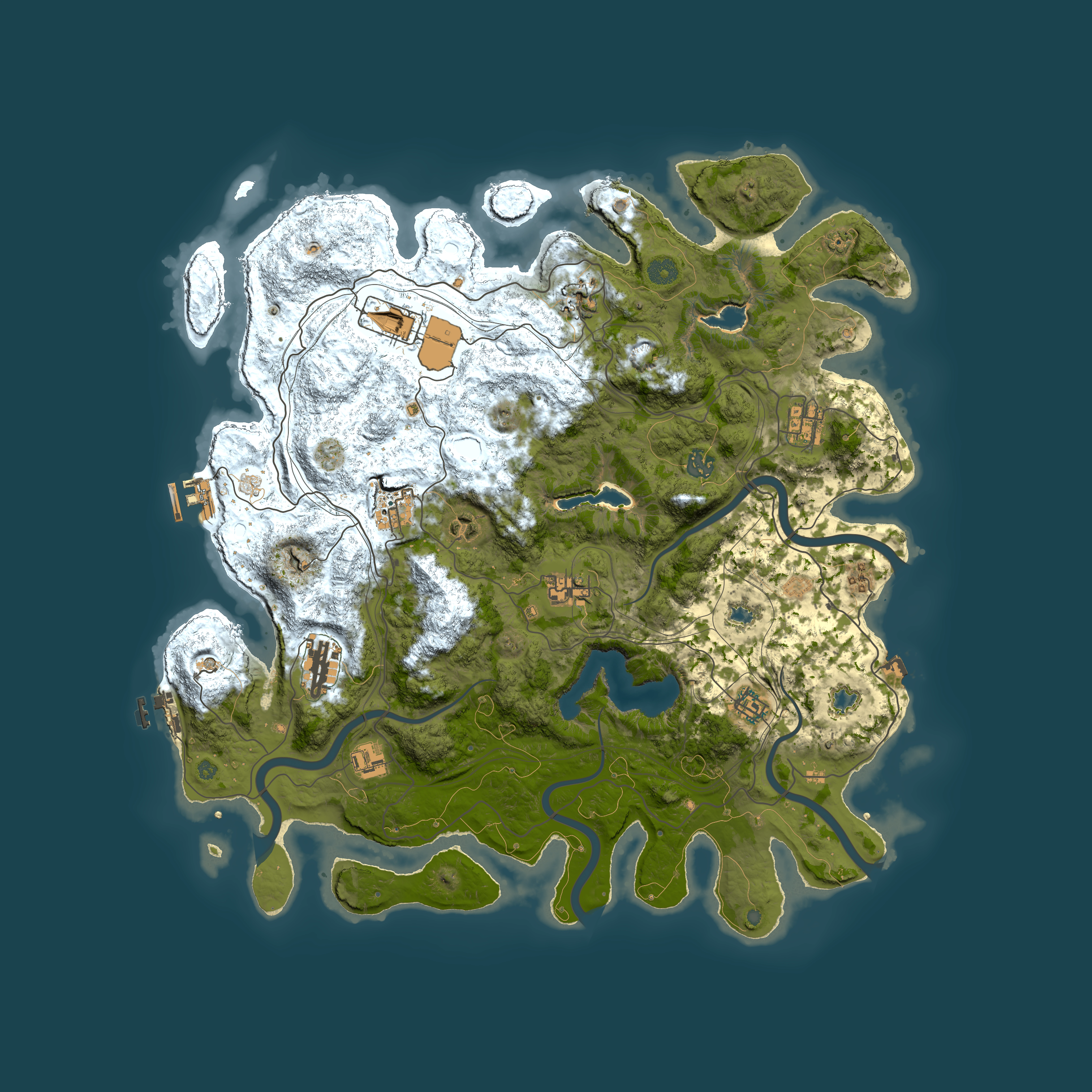 Full top-down render of Rust map seed 2099133500, 4500x4500m