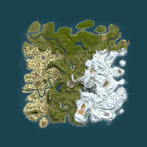 Rust map seed 2042840666, 5000x5000m top-down preview