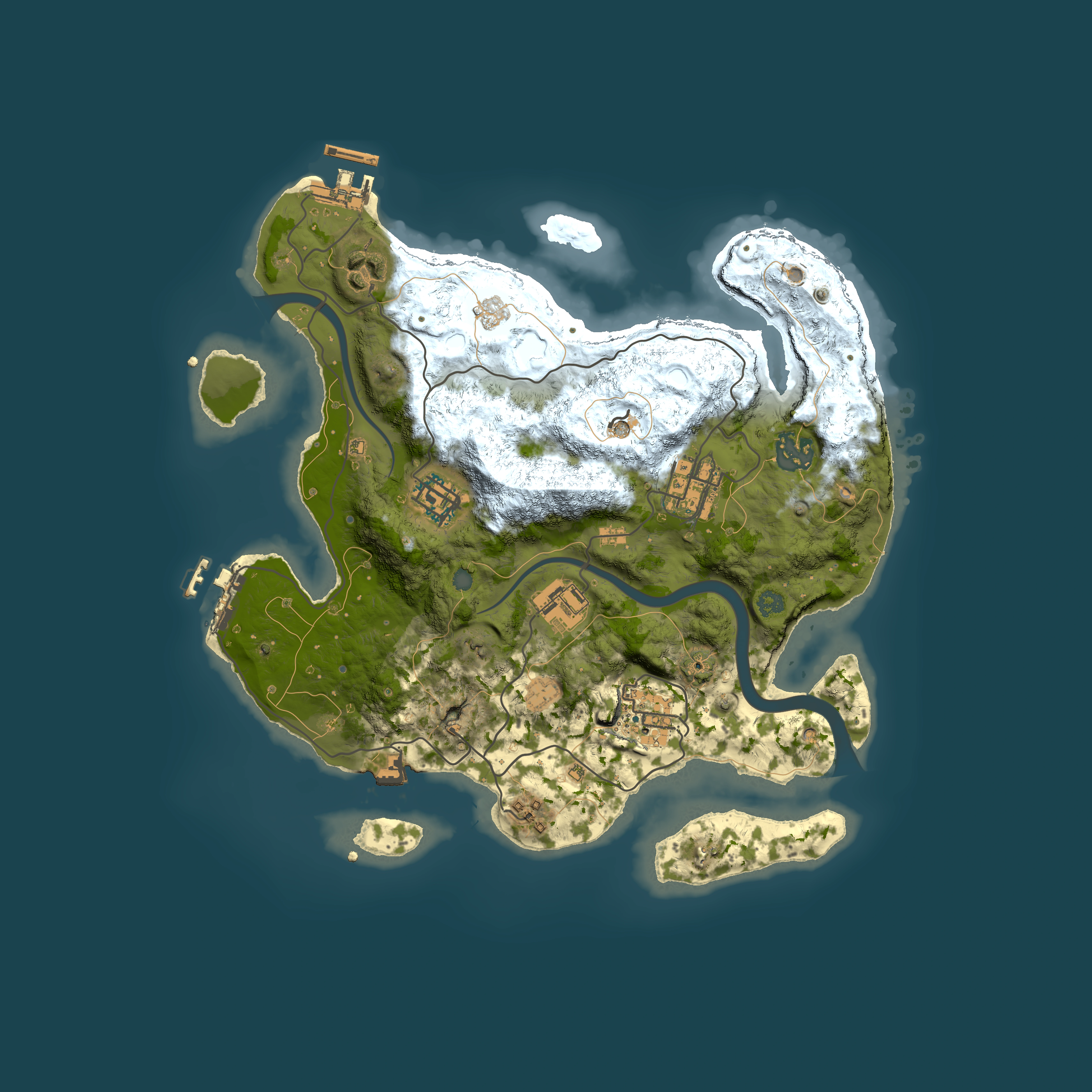 Full top-down render of Rust map seed 317143942, 3000x3000m