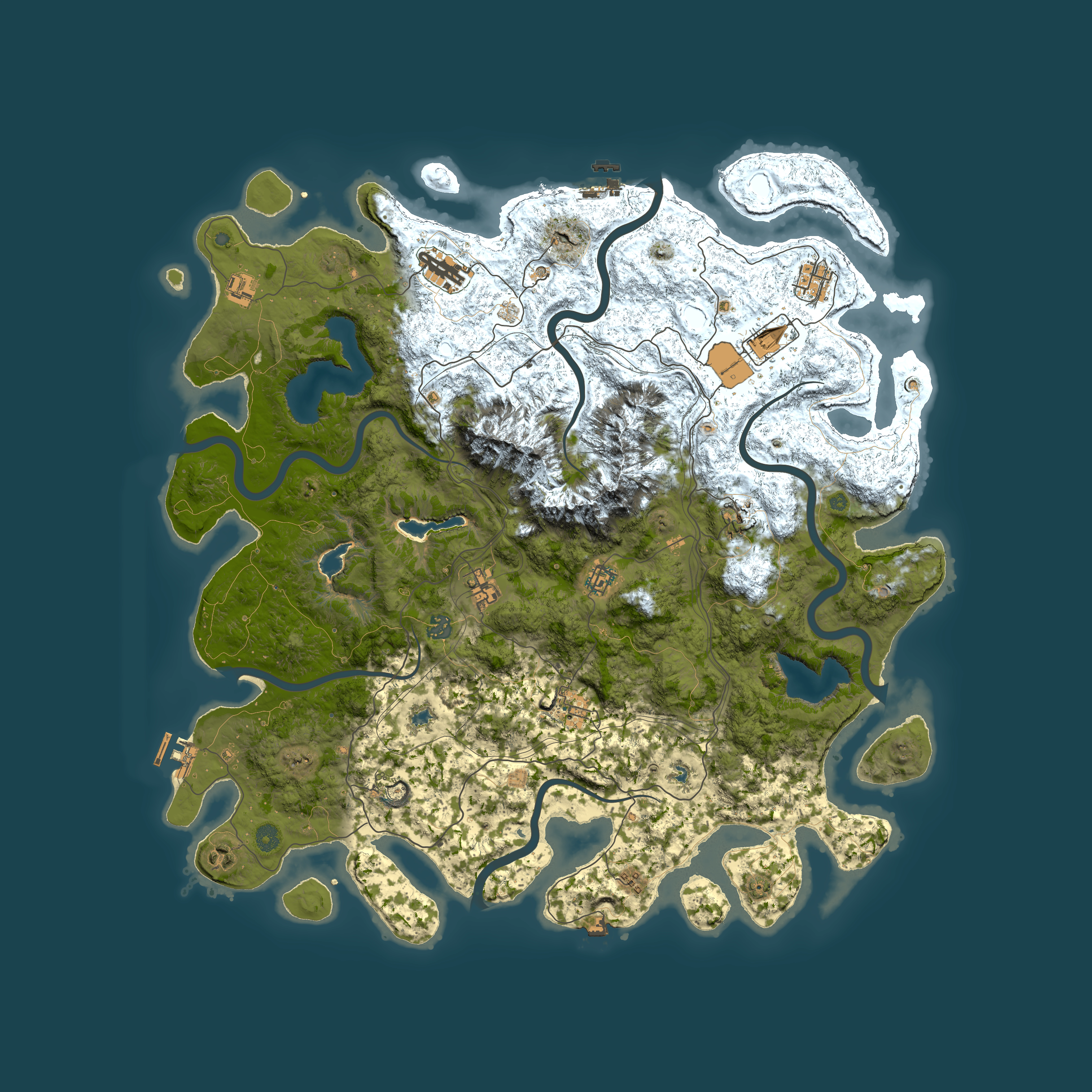 Full top-down render of Rust map seed 26669463, 5000x5000m