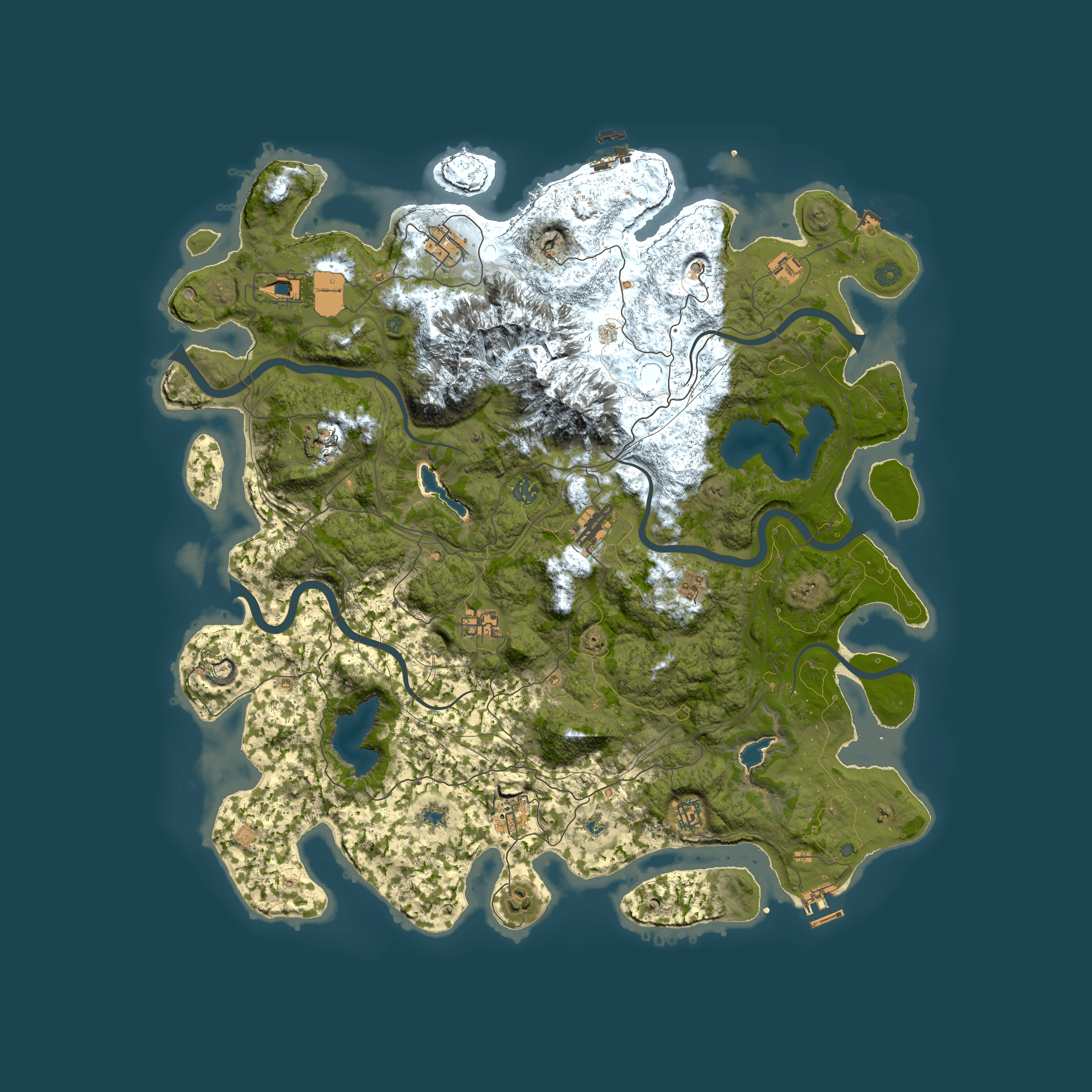 Full top-down render of Rust map seed 708053430, 5000x5000m