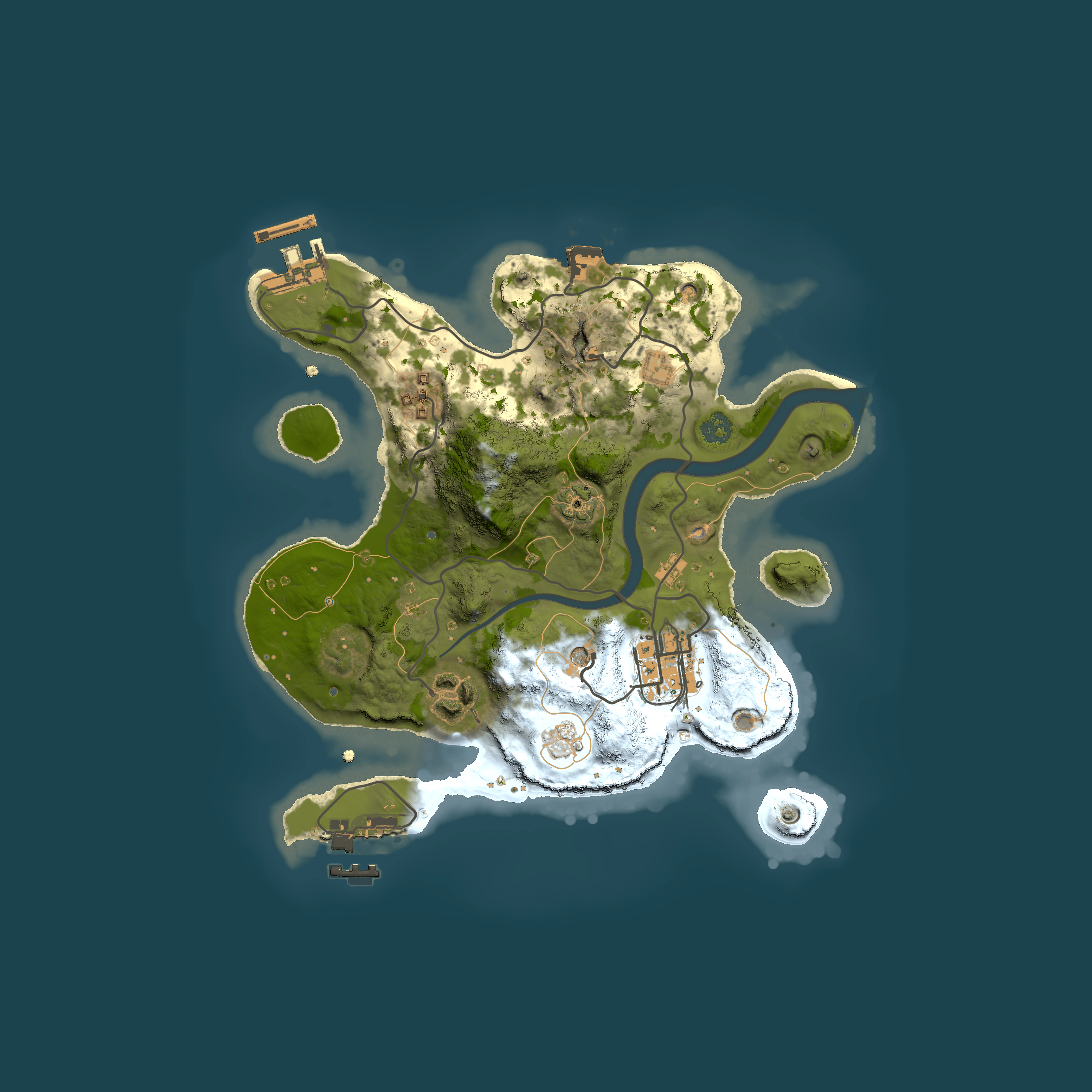 Full top-down render of Rust map seed 48088602, 2500x2500m
