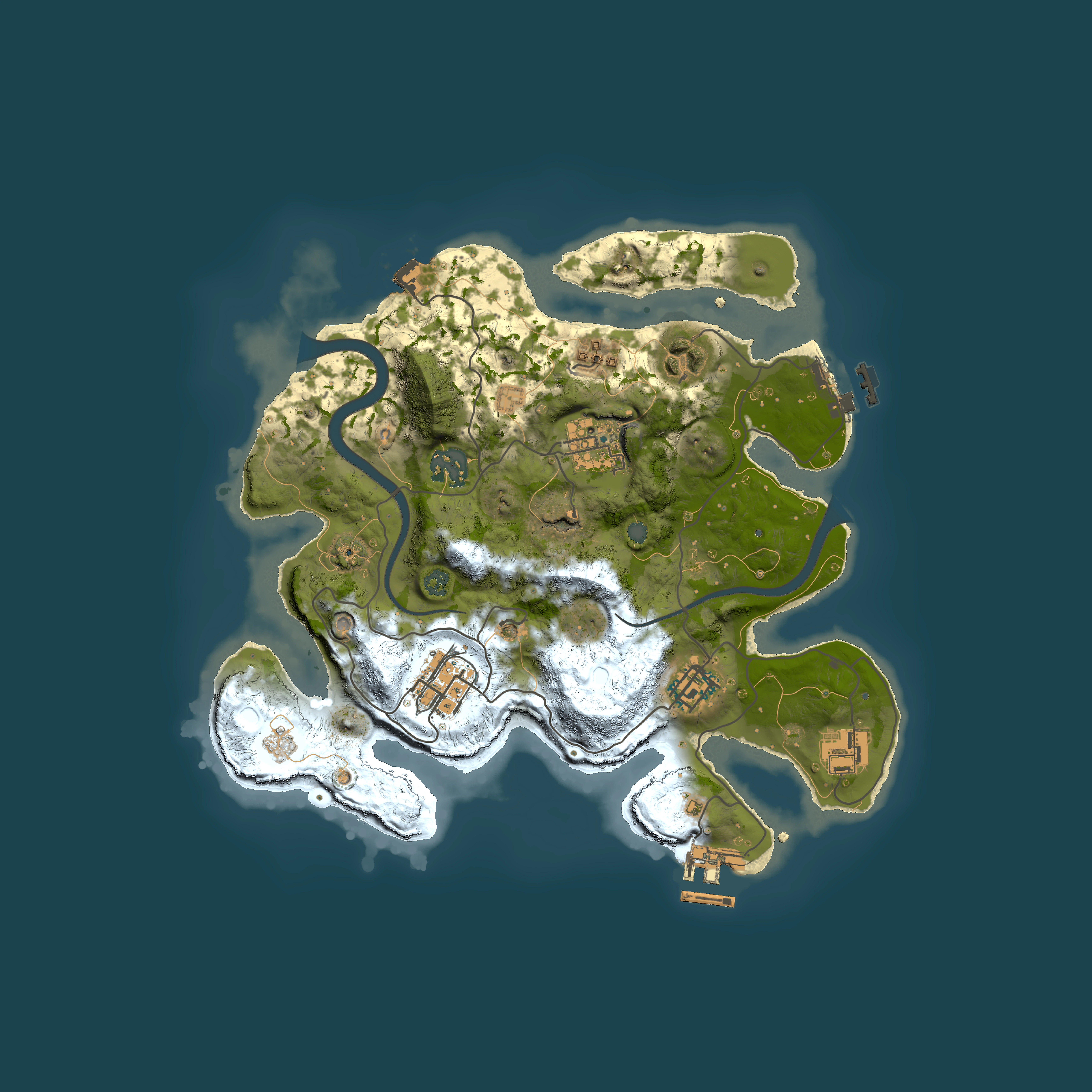 Full top-down render of Rust map seed 1413644264, 3000x3000m