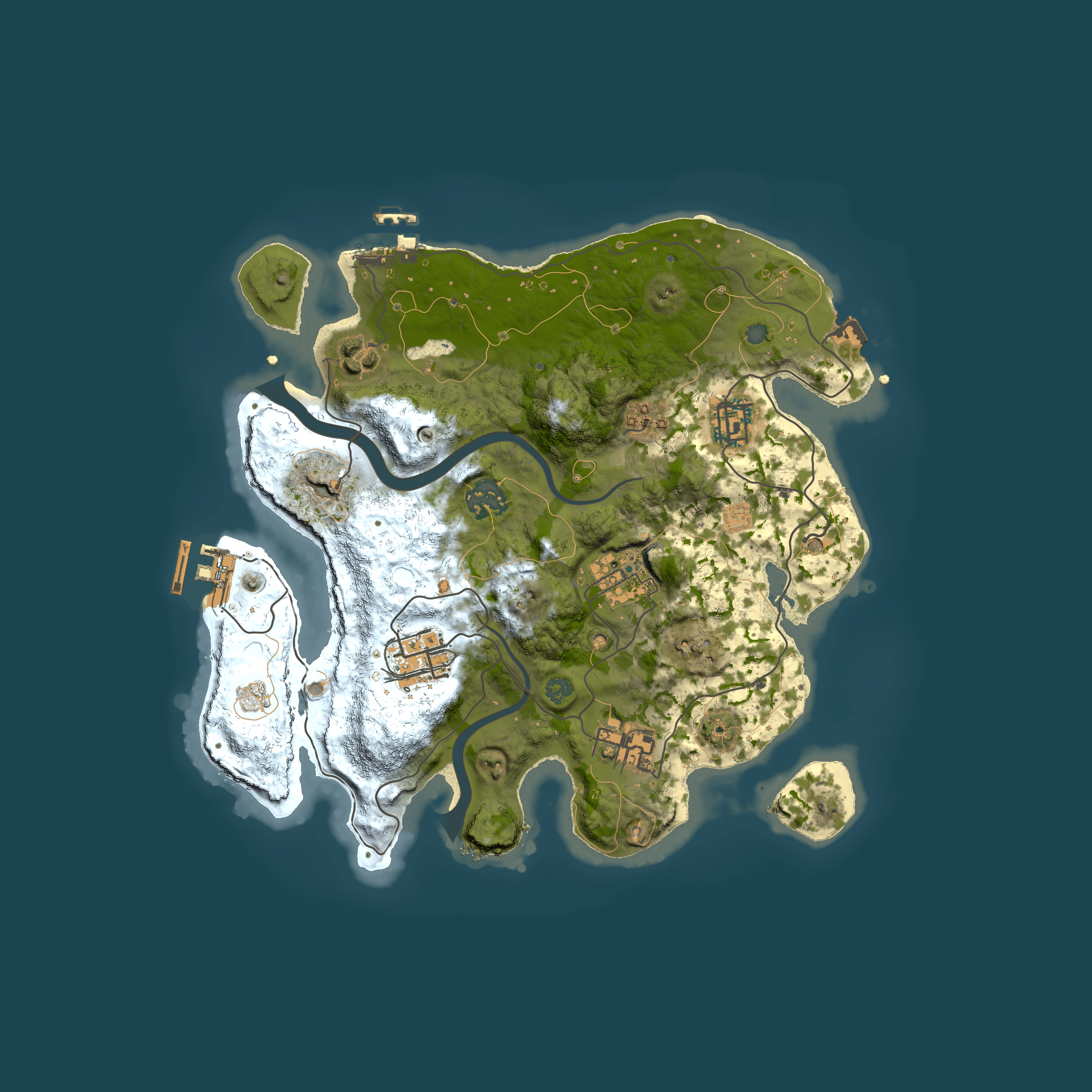 Full top-down render of Rust map seed 895383026, 3000x3000m