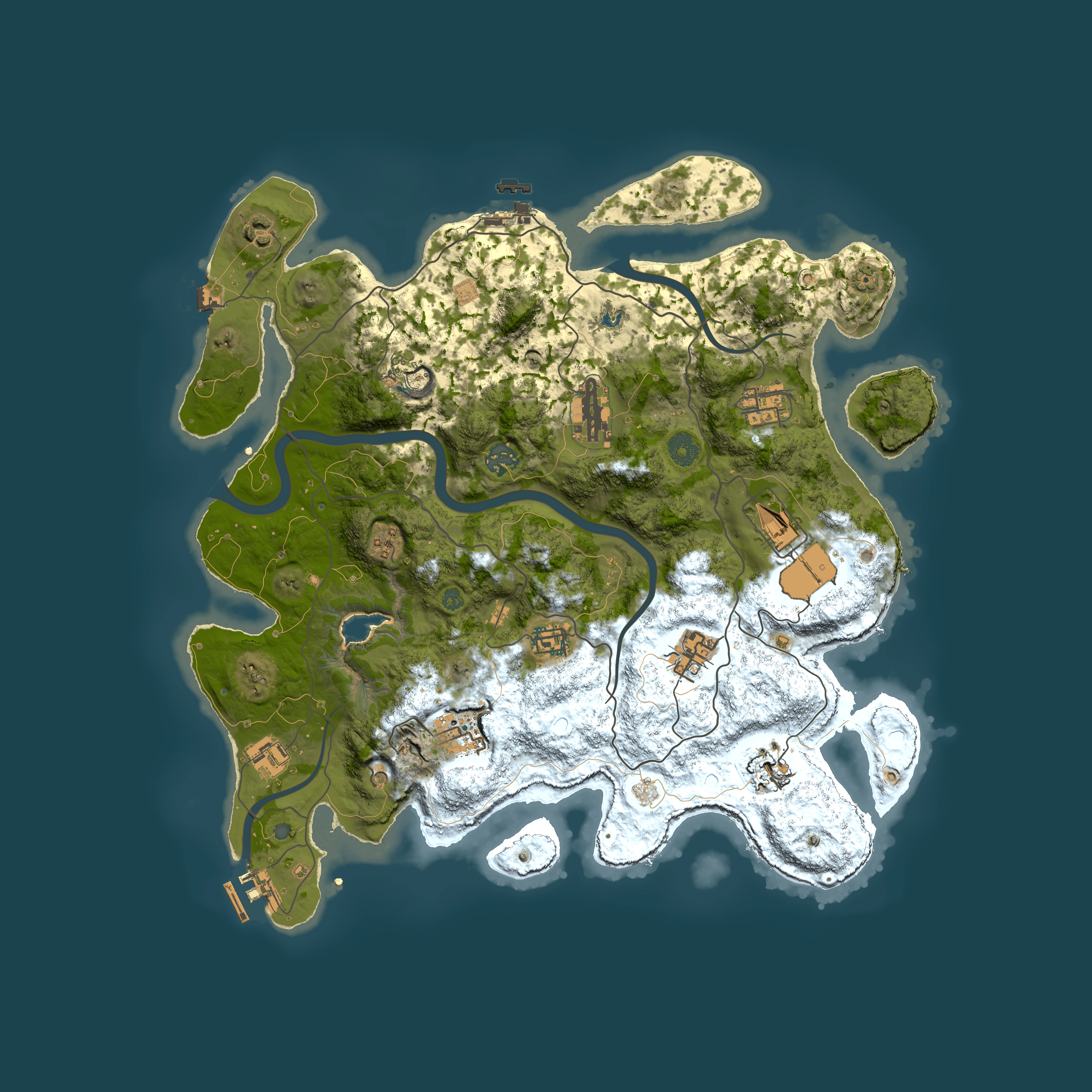 Full top-down render of Rust map seed 1921055196, 4000x4000m