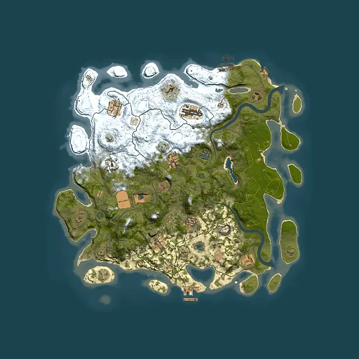 Rust map seed 66465655, 4000x4000m top-down preview