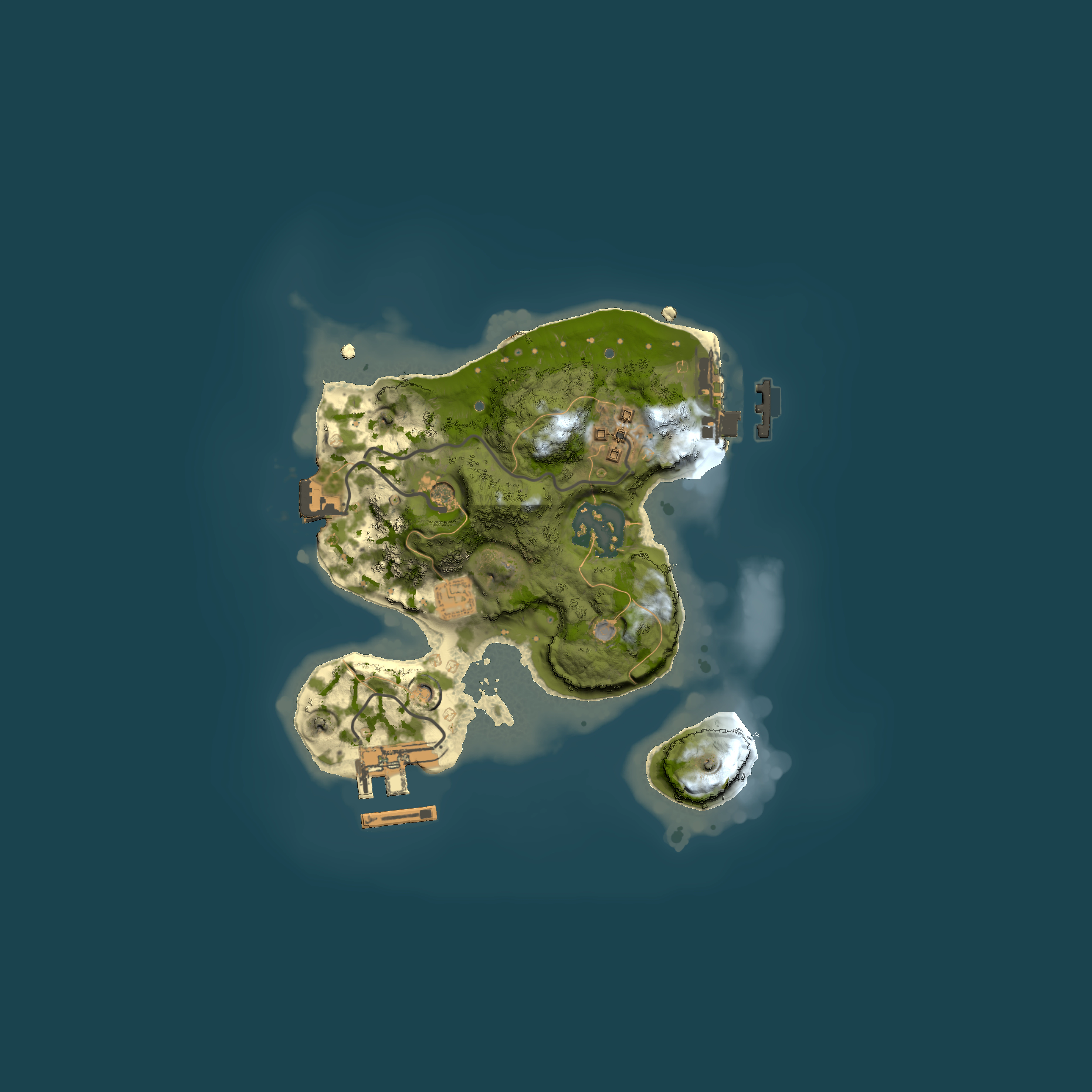 Full top-down render of Rust map seed 1461526126, 2000x2000m