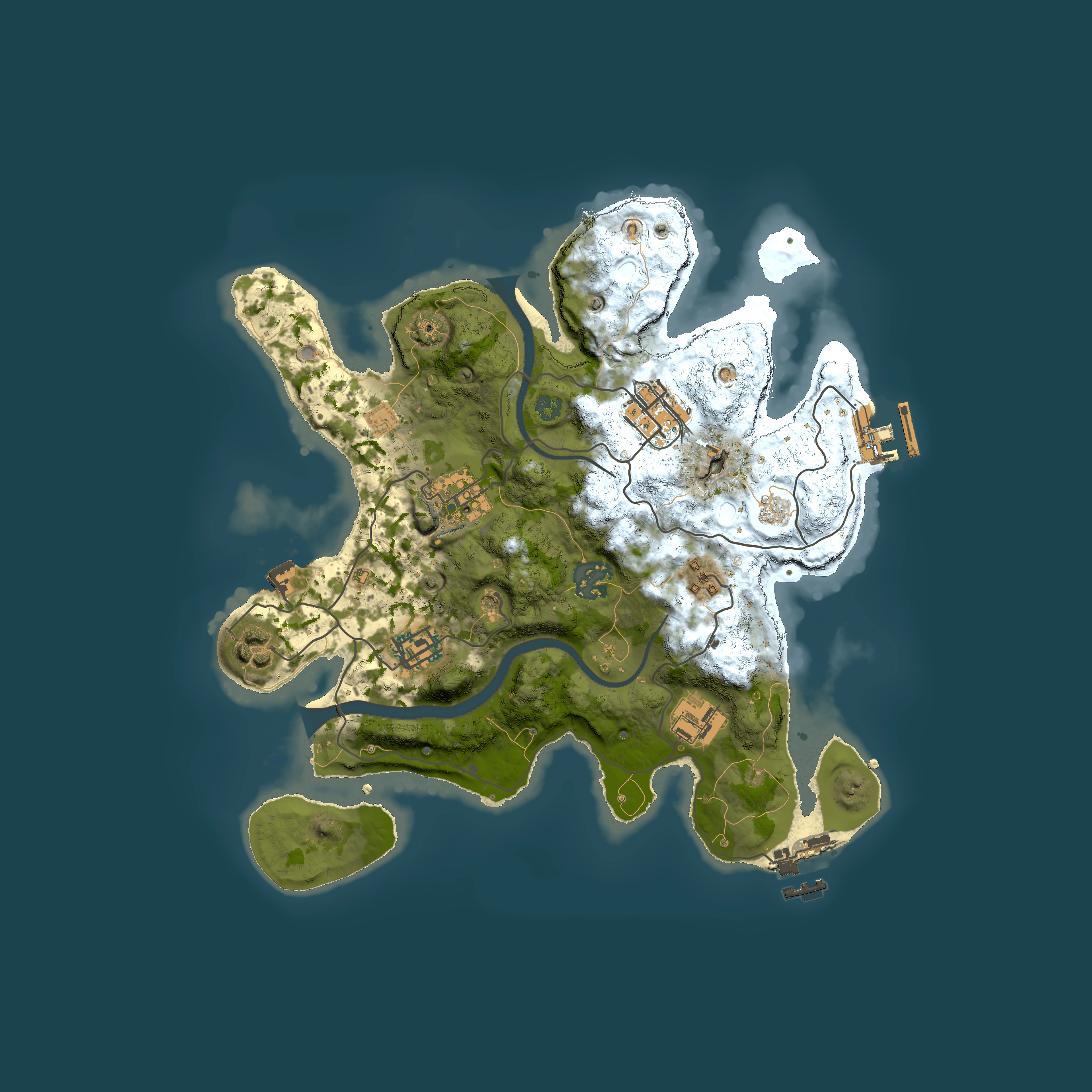 Full top-down render of Rust map seed 368101742, 3000x3000m