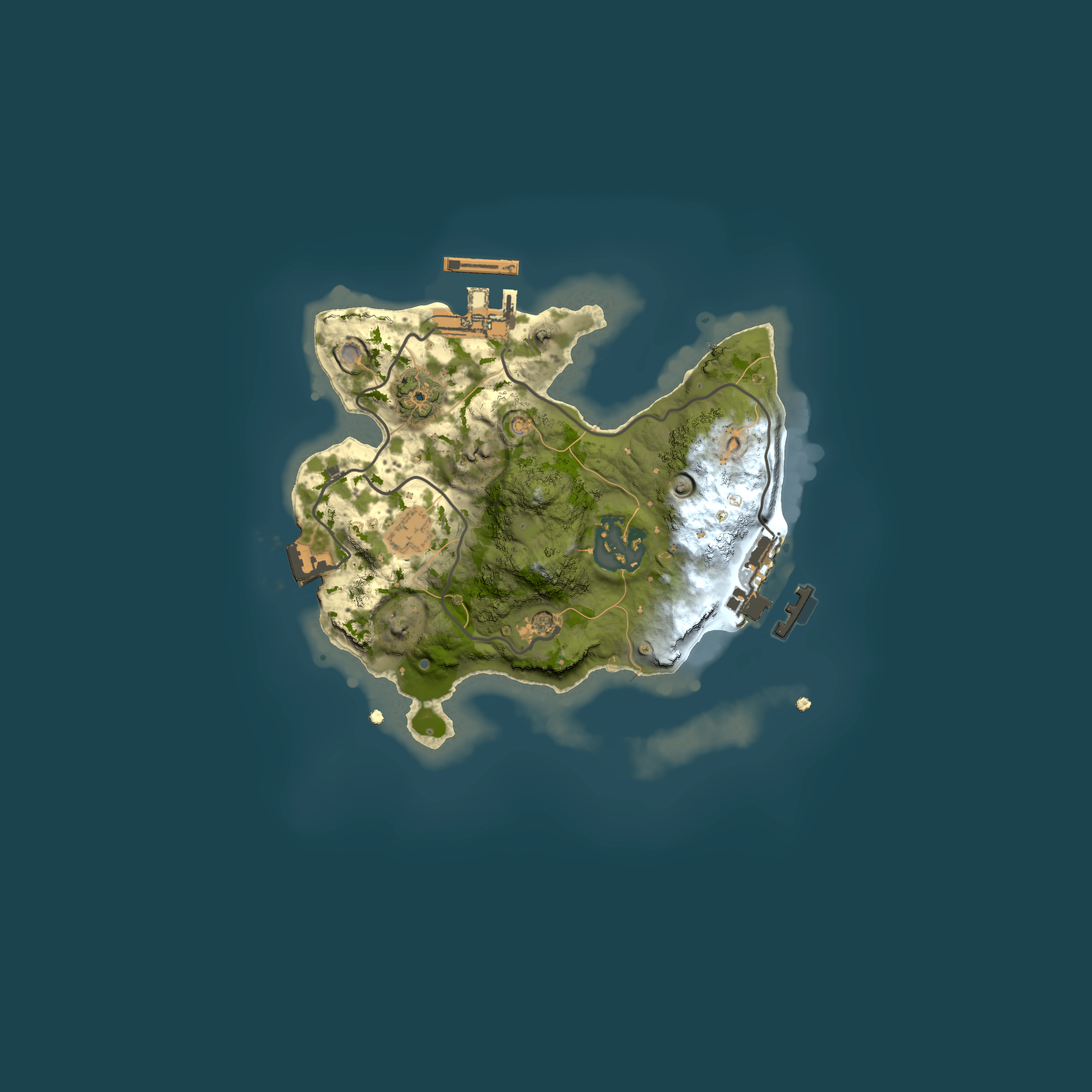 Full top-down render of Rust map seed 1663954852, 2000x2000m