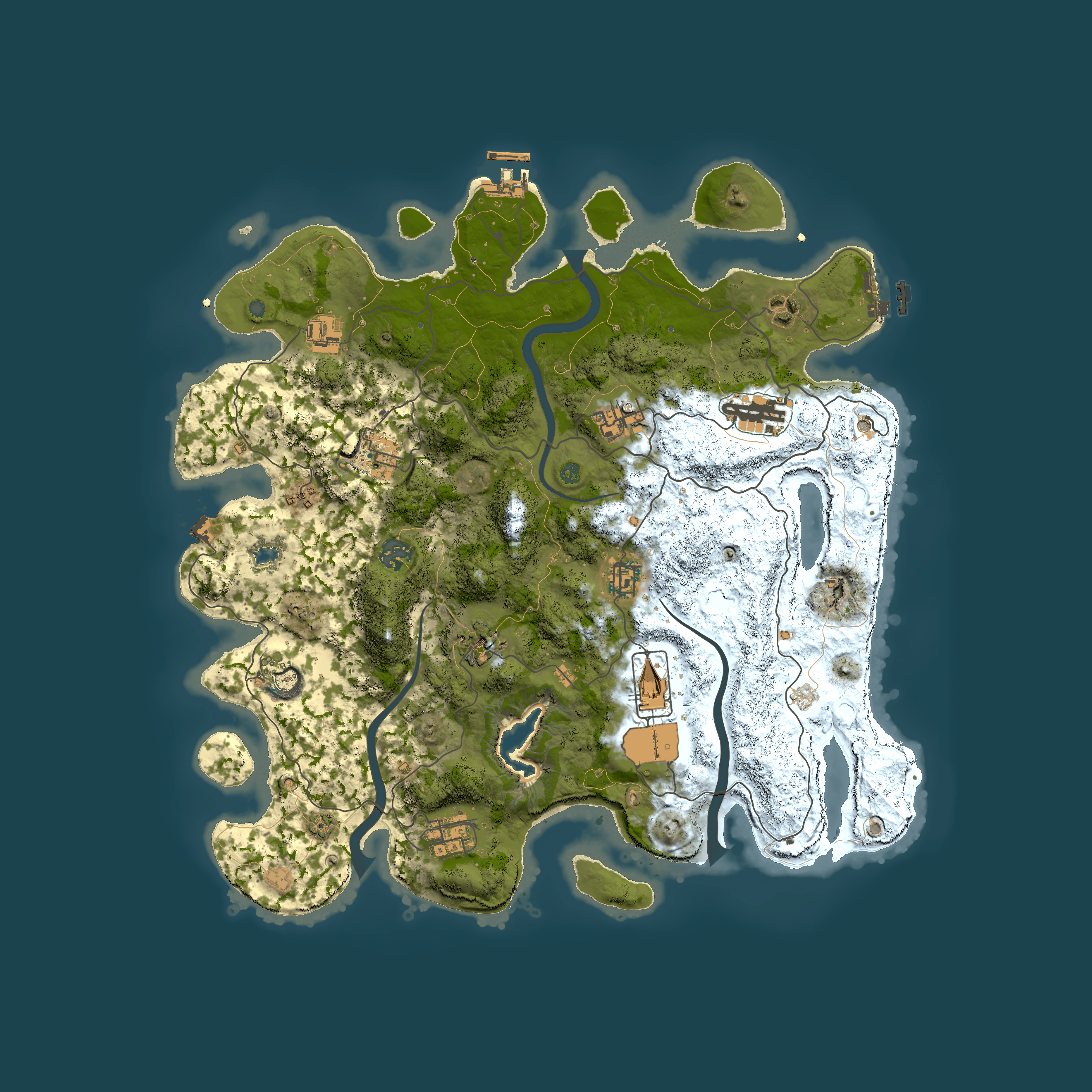Full top-down render of Rust map seed 442062099, 4000x4000m