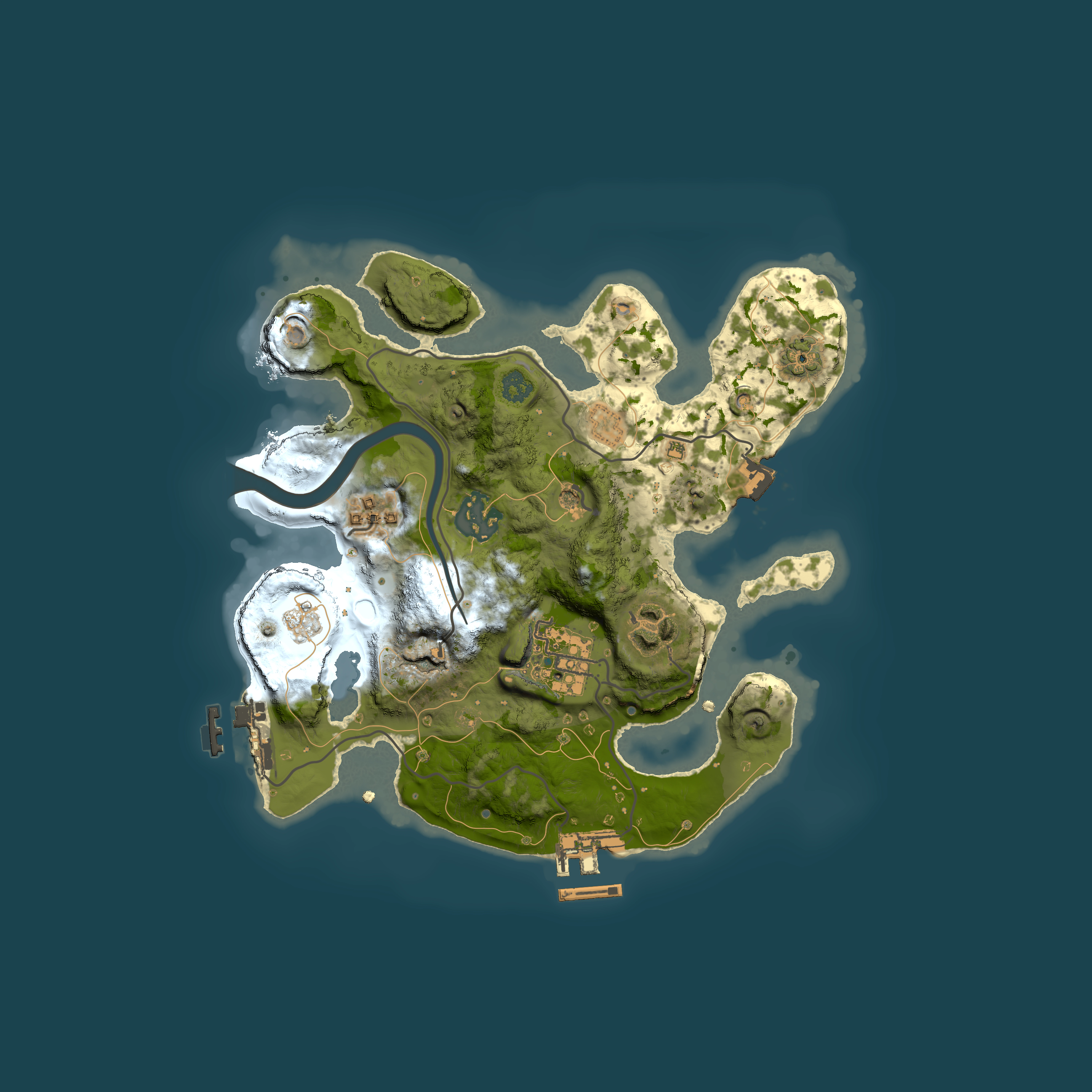Full top-down render of Rust map seed 1990263304, 2500x2500m