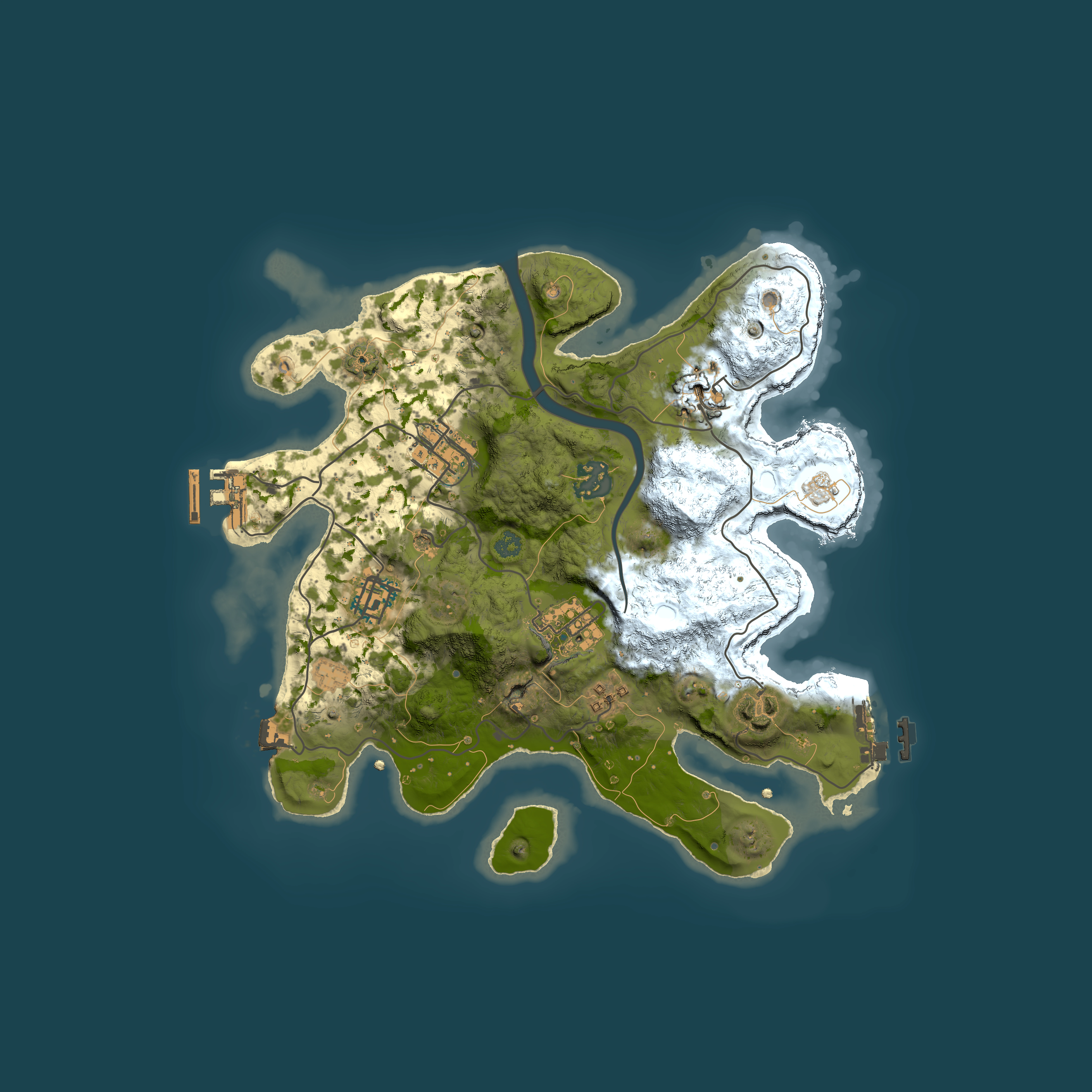 Full top-down render of Rust map seed 131480485, 3000x3000m