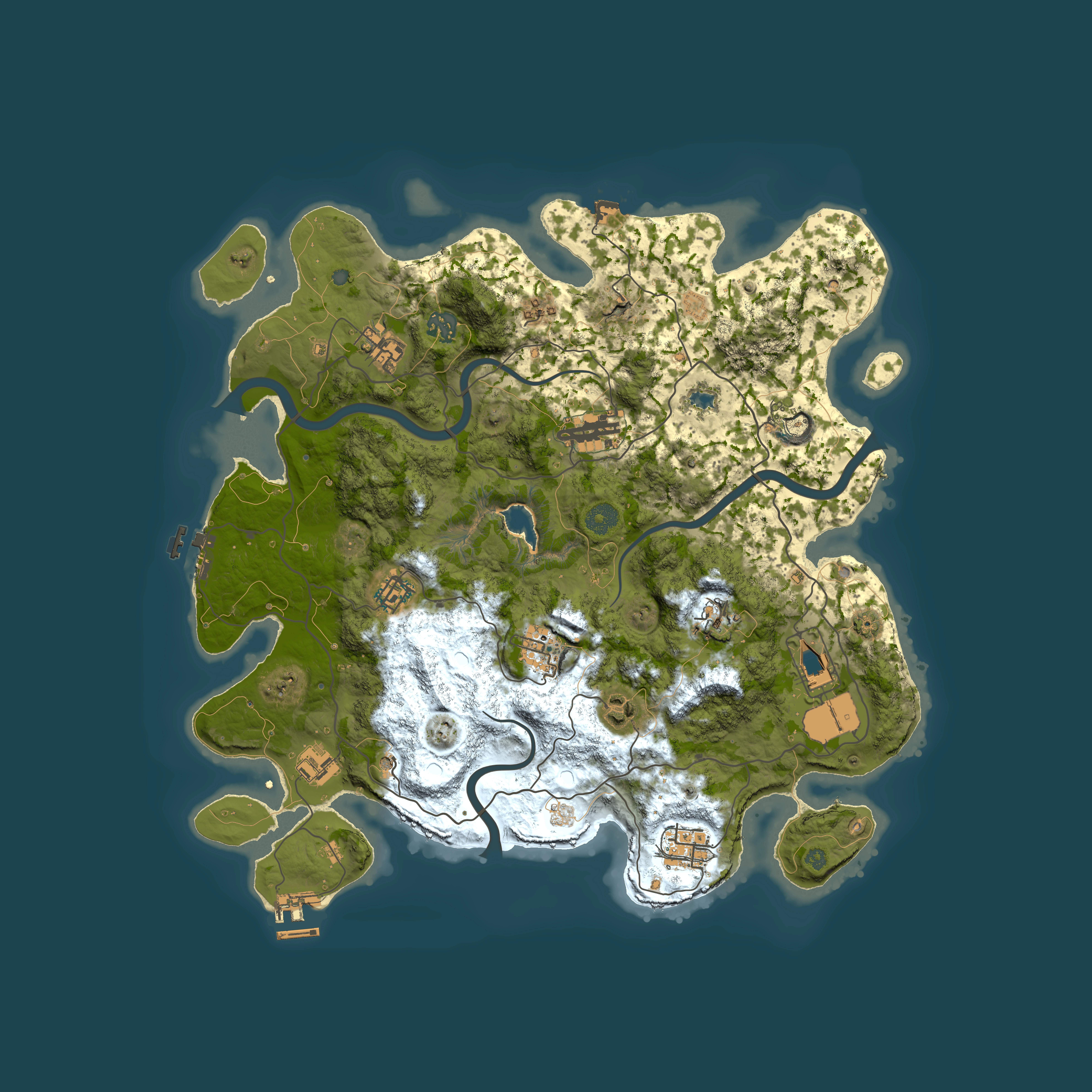Full top-down render of Rust map seed 2008849840, 4000x4000m