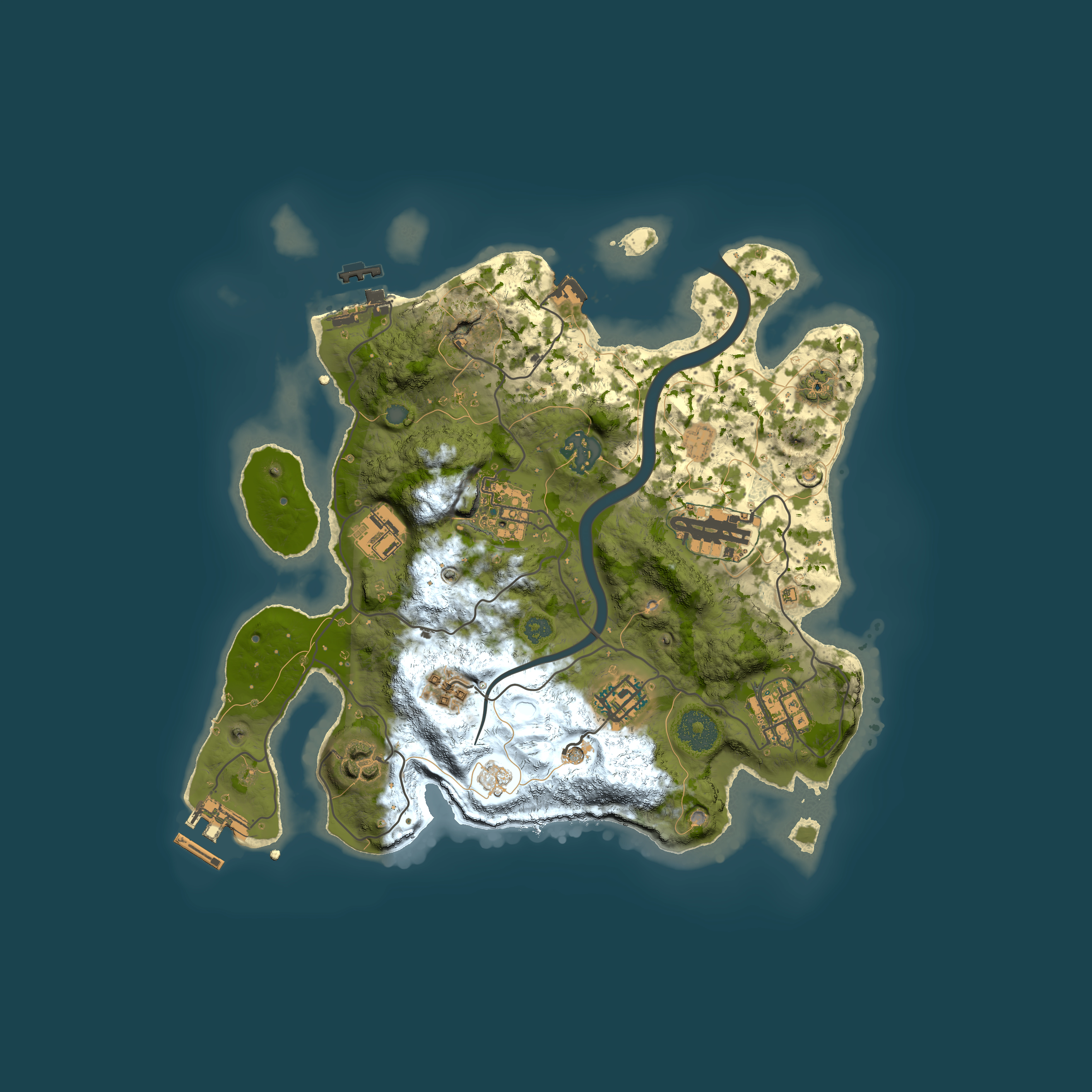 Full top-down render of Rust map seed 1425434958, 3000x3000m