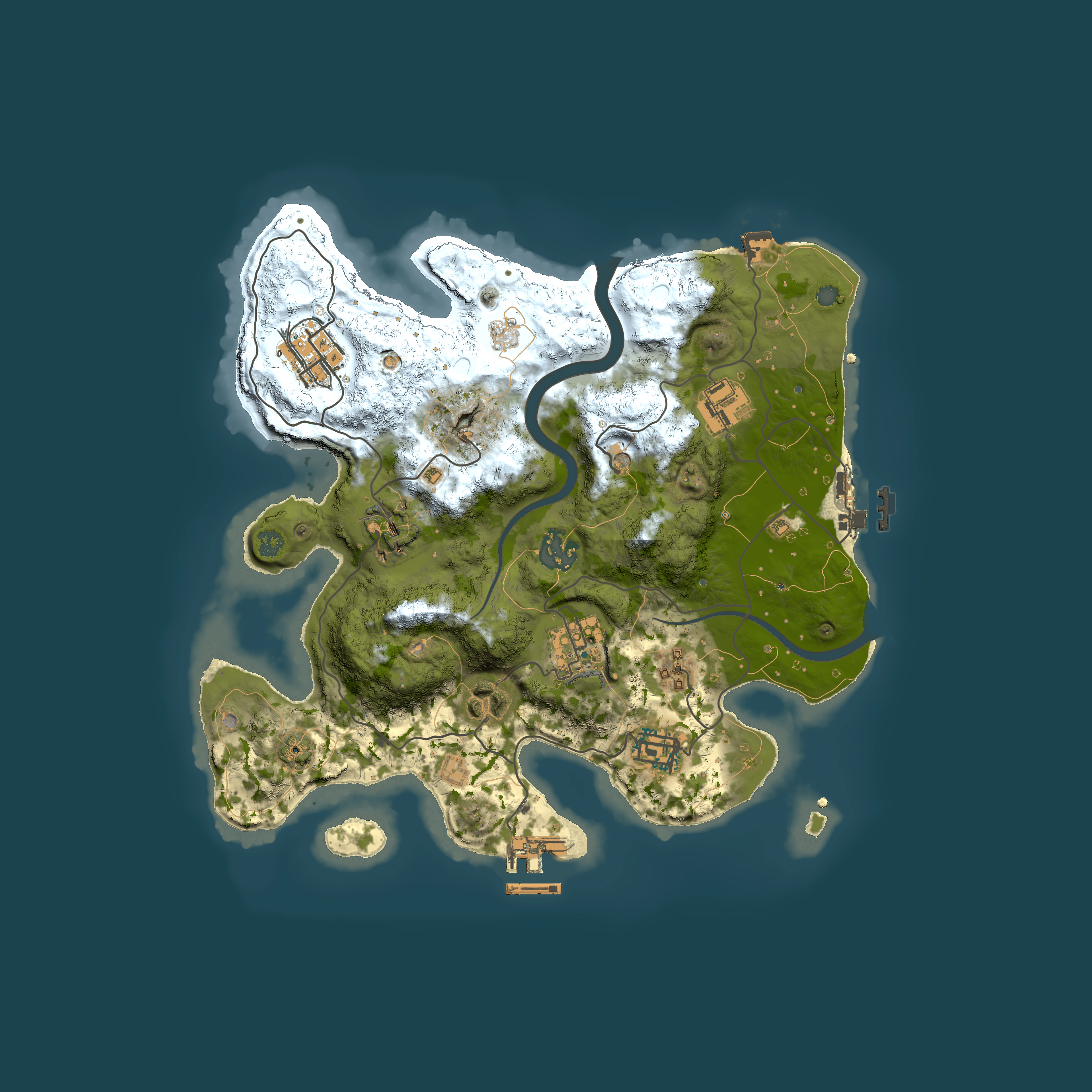 Full top-down render of Rust map seed 1127331915, 3000x3000m