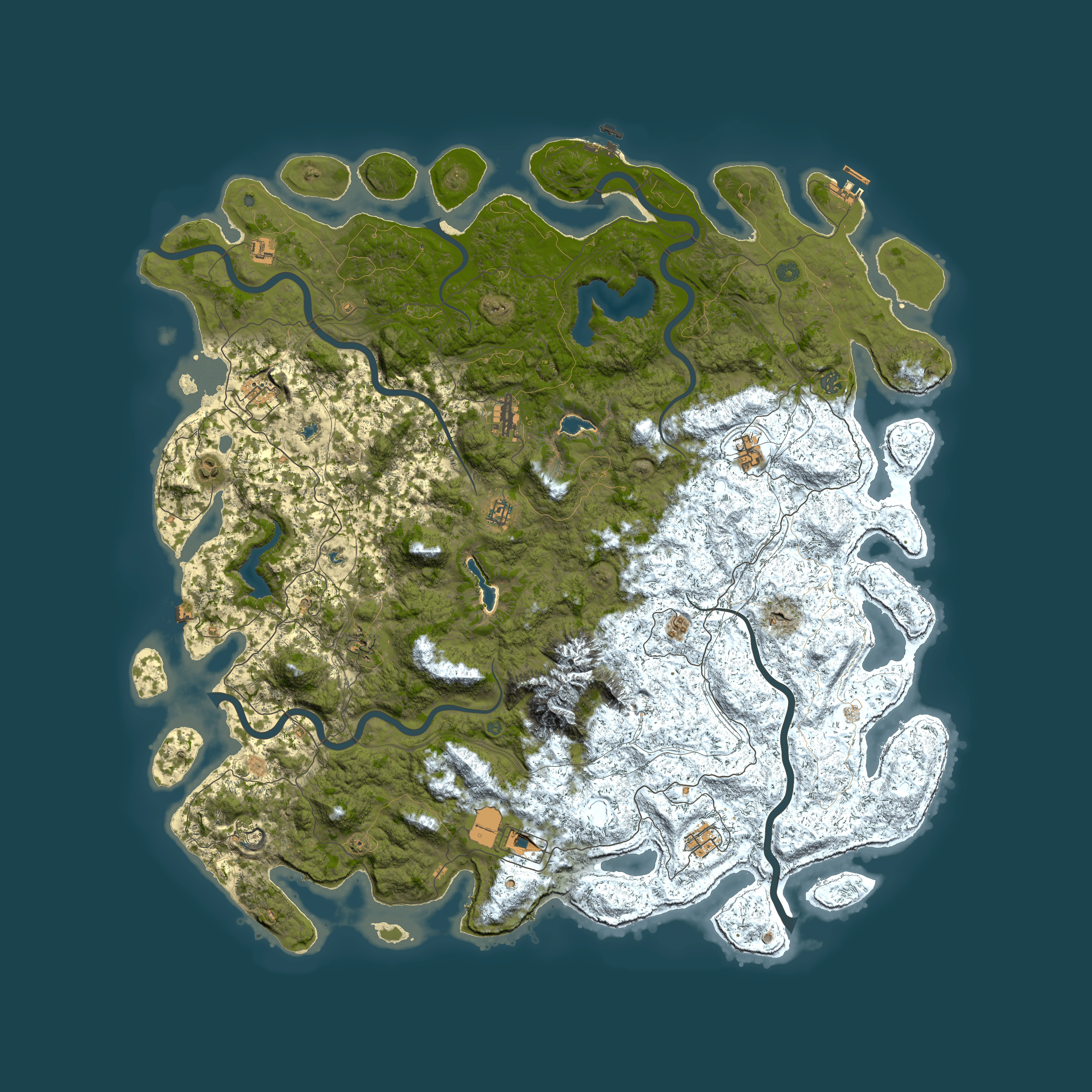Full top-down render of Rust map seed 493018650, 6000x6000m