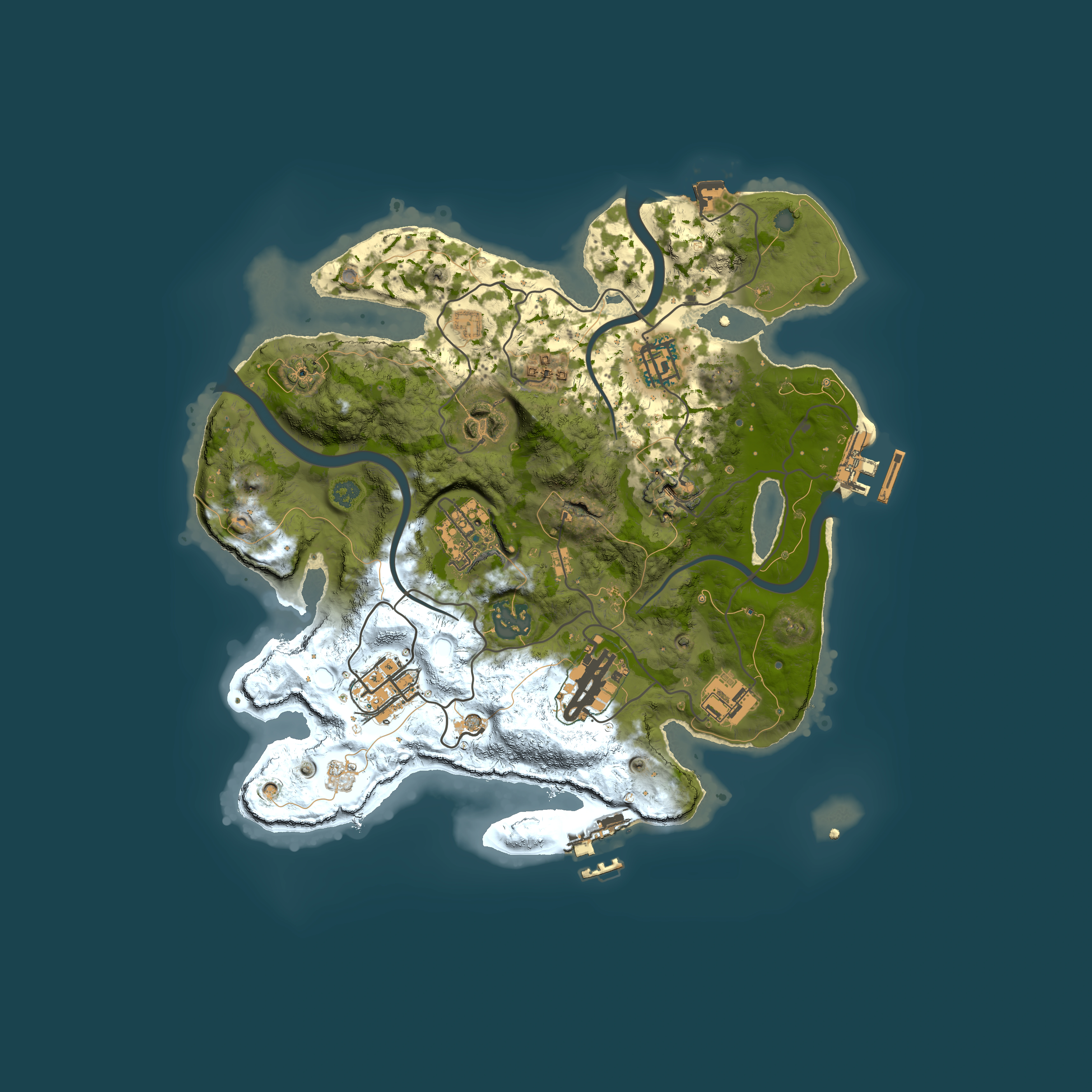 Full top-down render of Rust map seed 2046709290, 3000x3000m