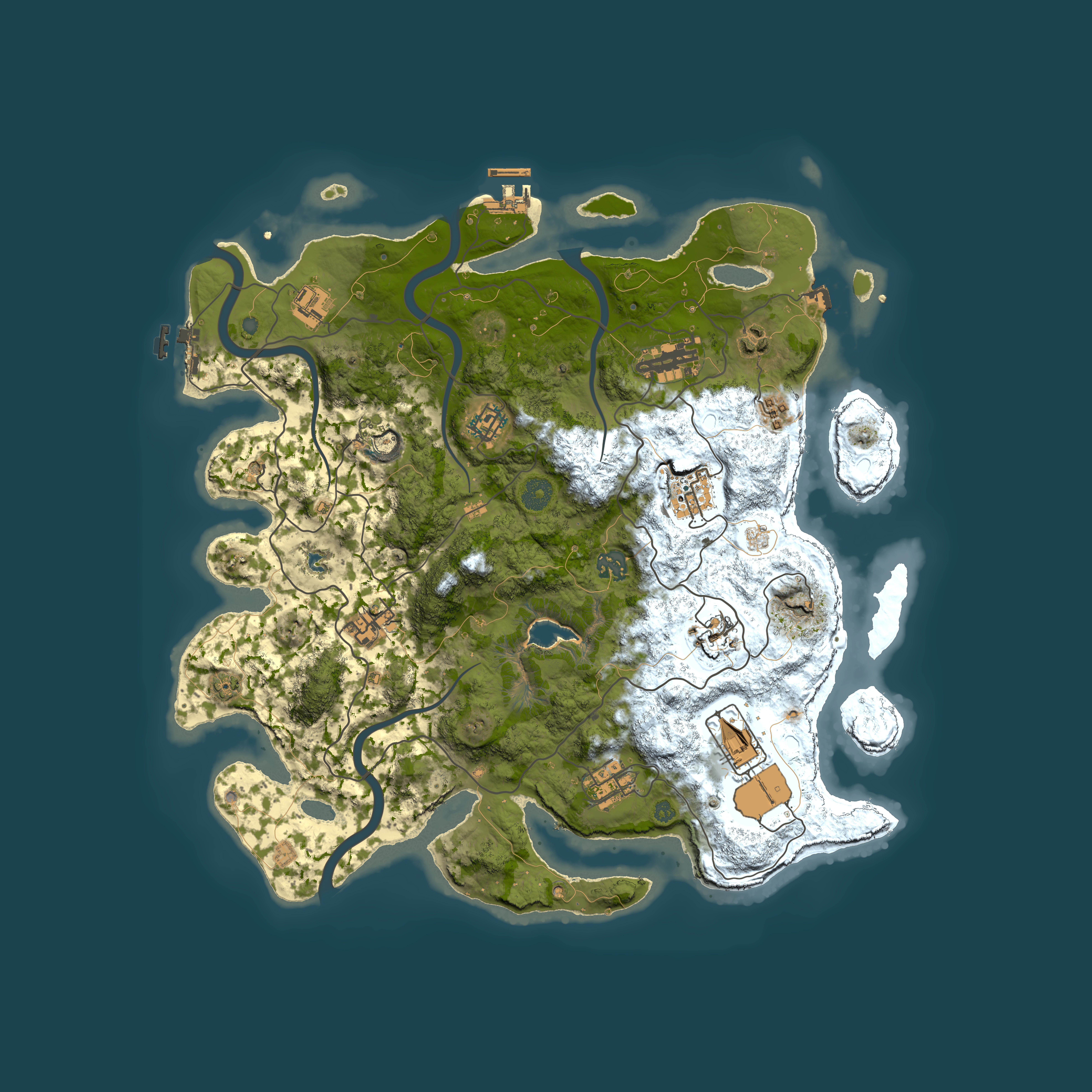 Full top-down render of Rust map seed 835745858, 4000x4000m