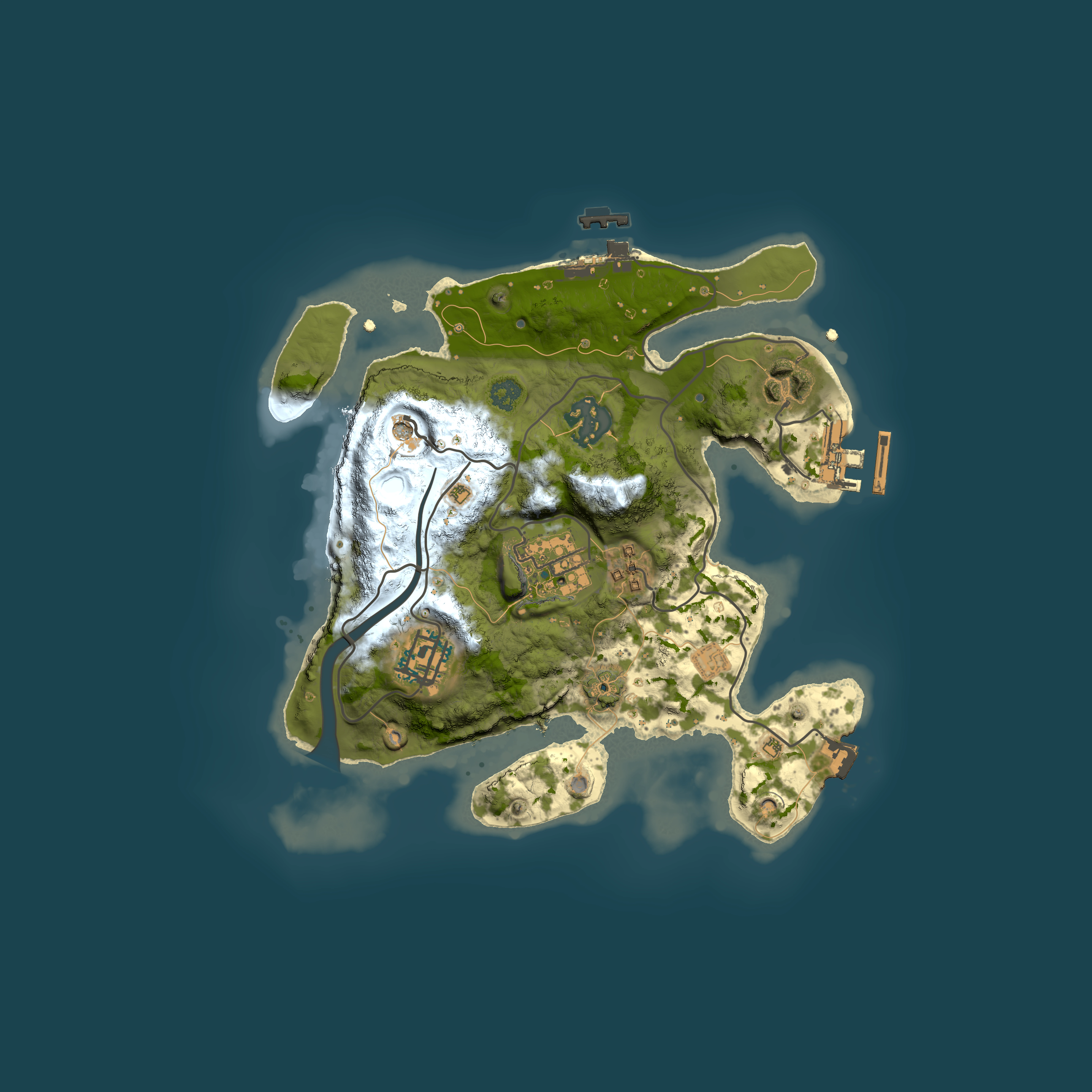 Full top-down render of Rust map seed 1380231807, 2500x2500m