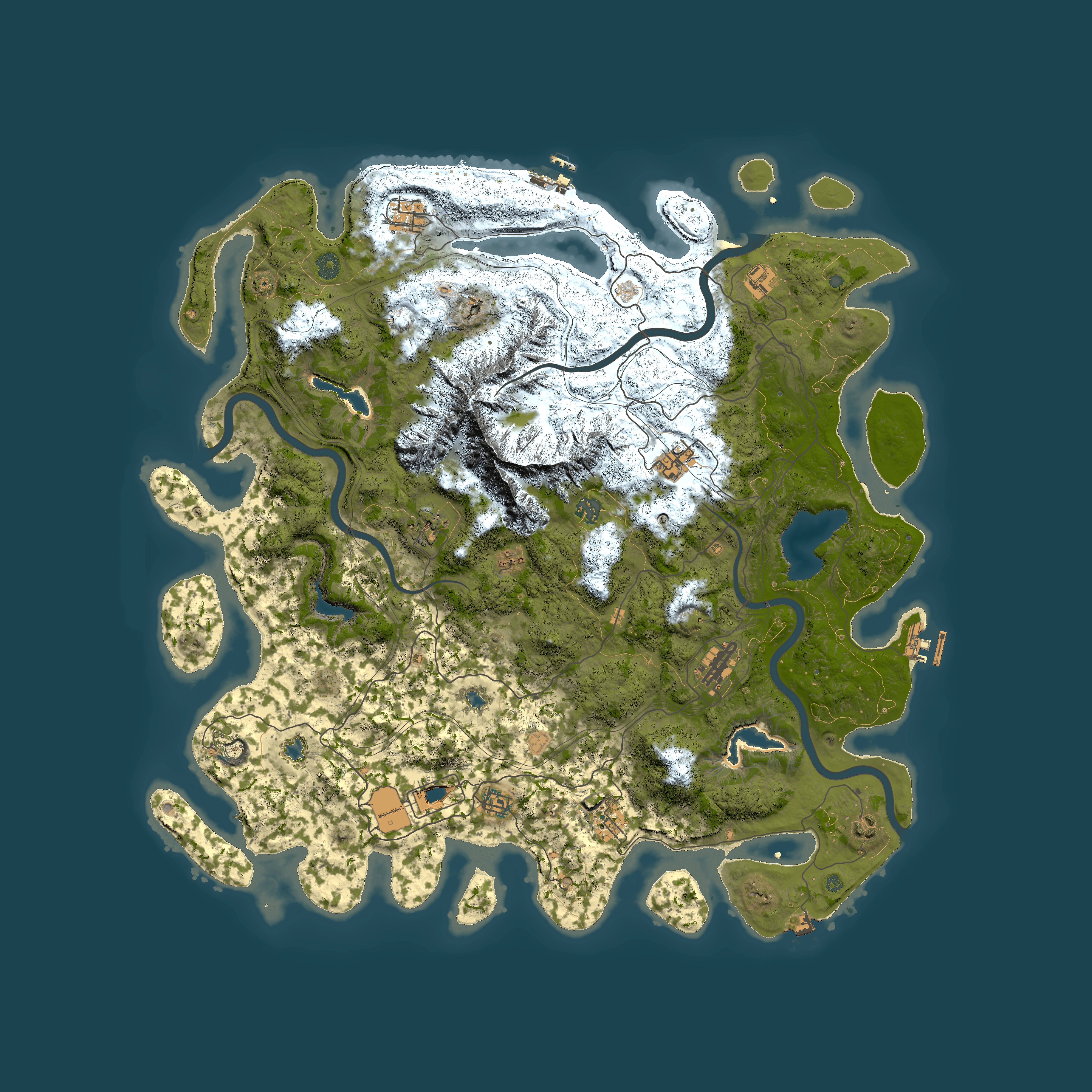 Full top-down render of Rust map seed 381418079, 5000x5000m