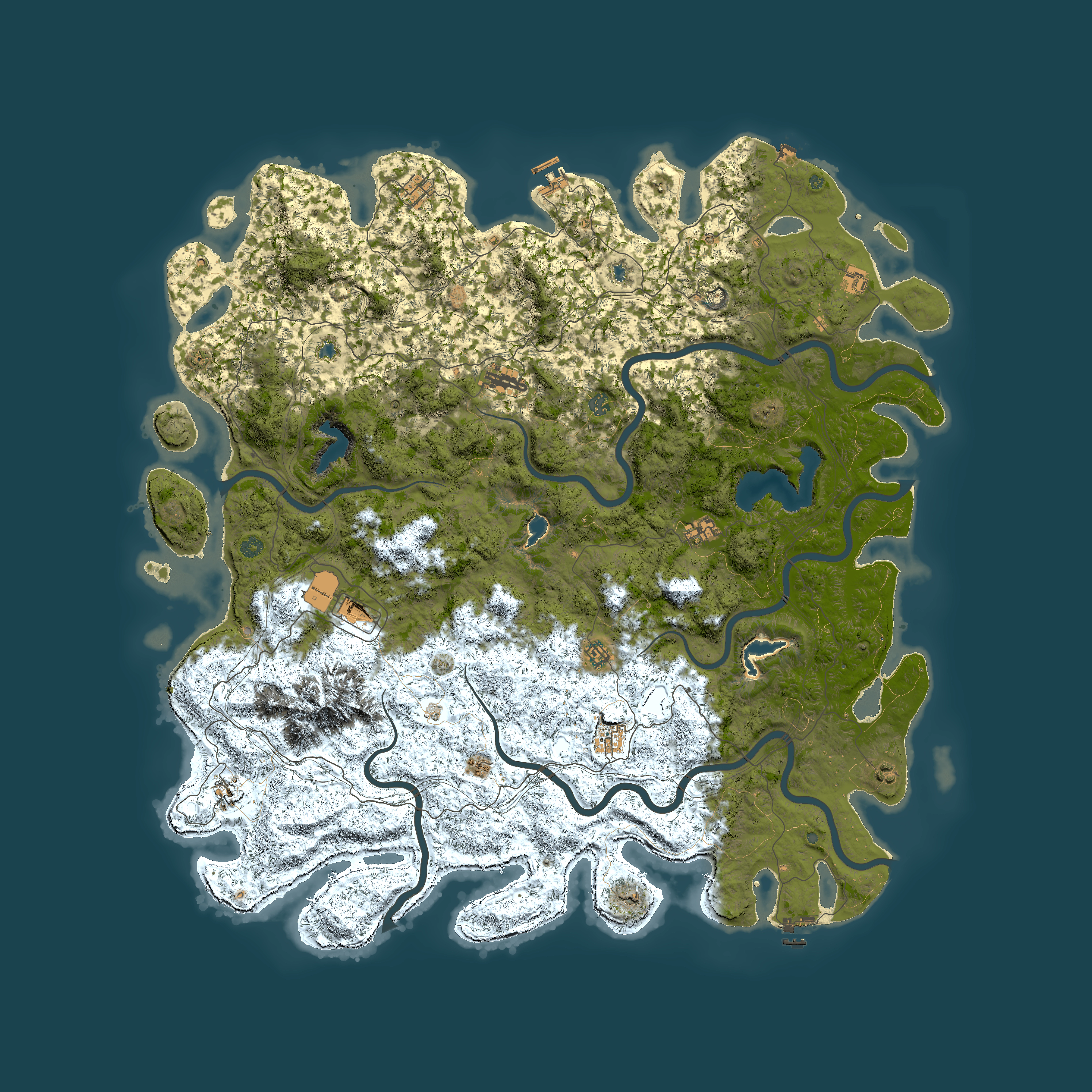 Full top-down render of Rust map seed 1611858062, 6000x6000m