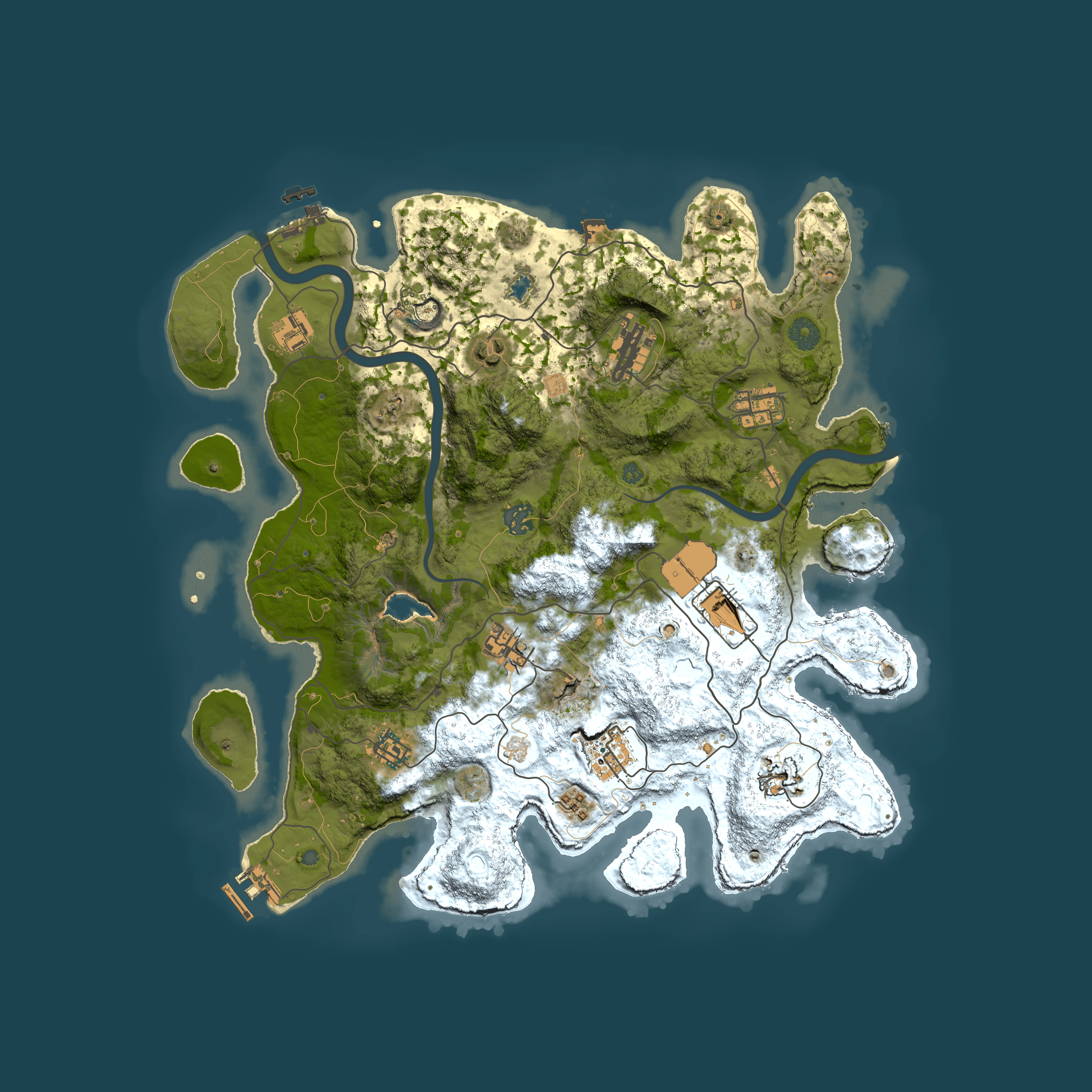Full top-down render of Rust map seed 626807664, 4000x4000m
