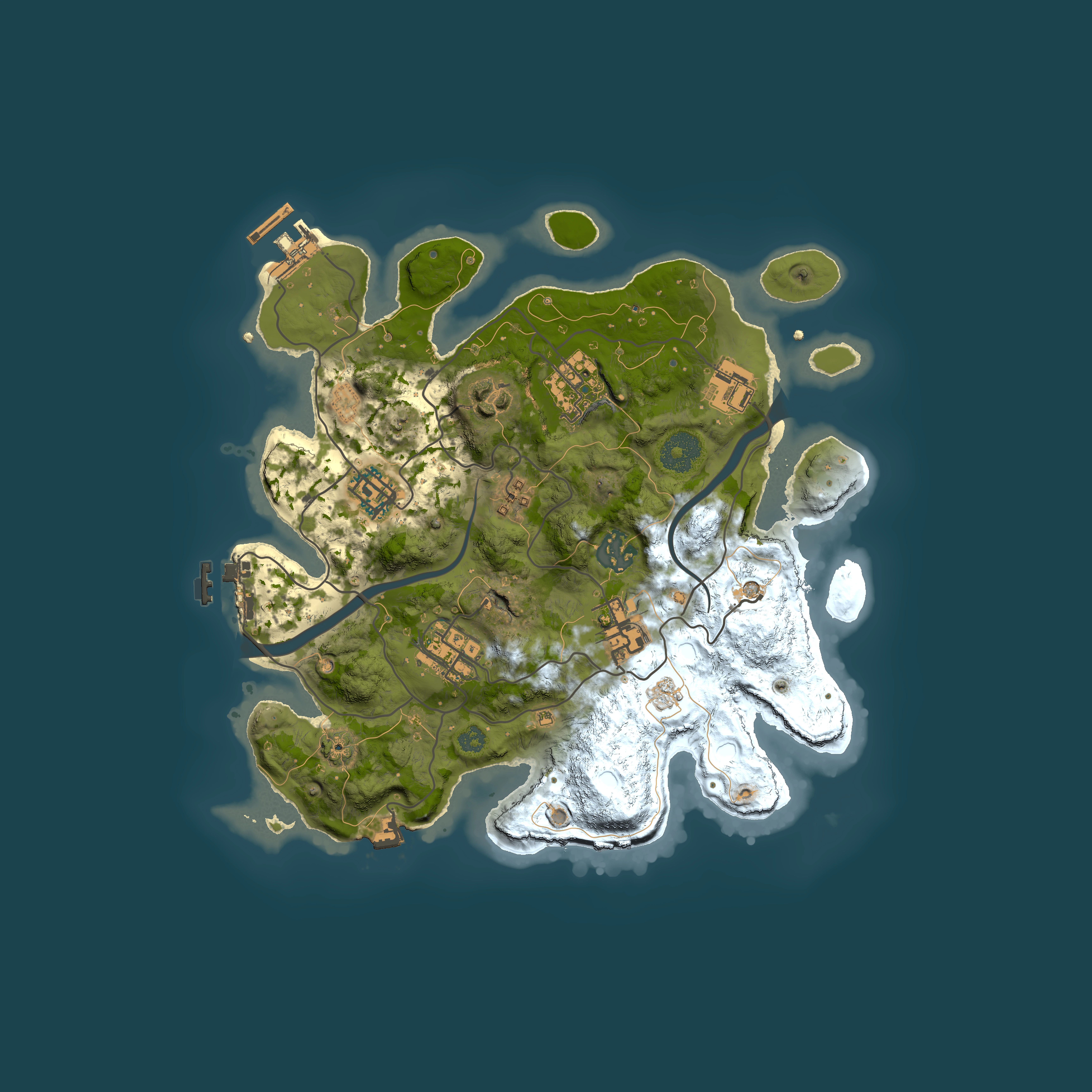 Full top-down render of Rust map seed 1870321622, 3000x3000m