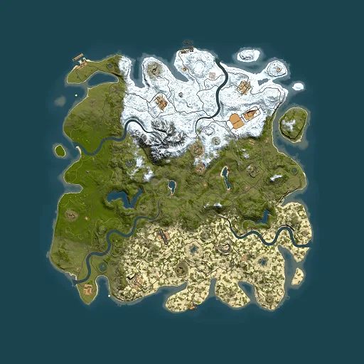 Rust map seed 747828556, 5000x5000m top-down preview