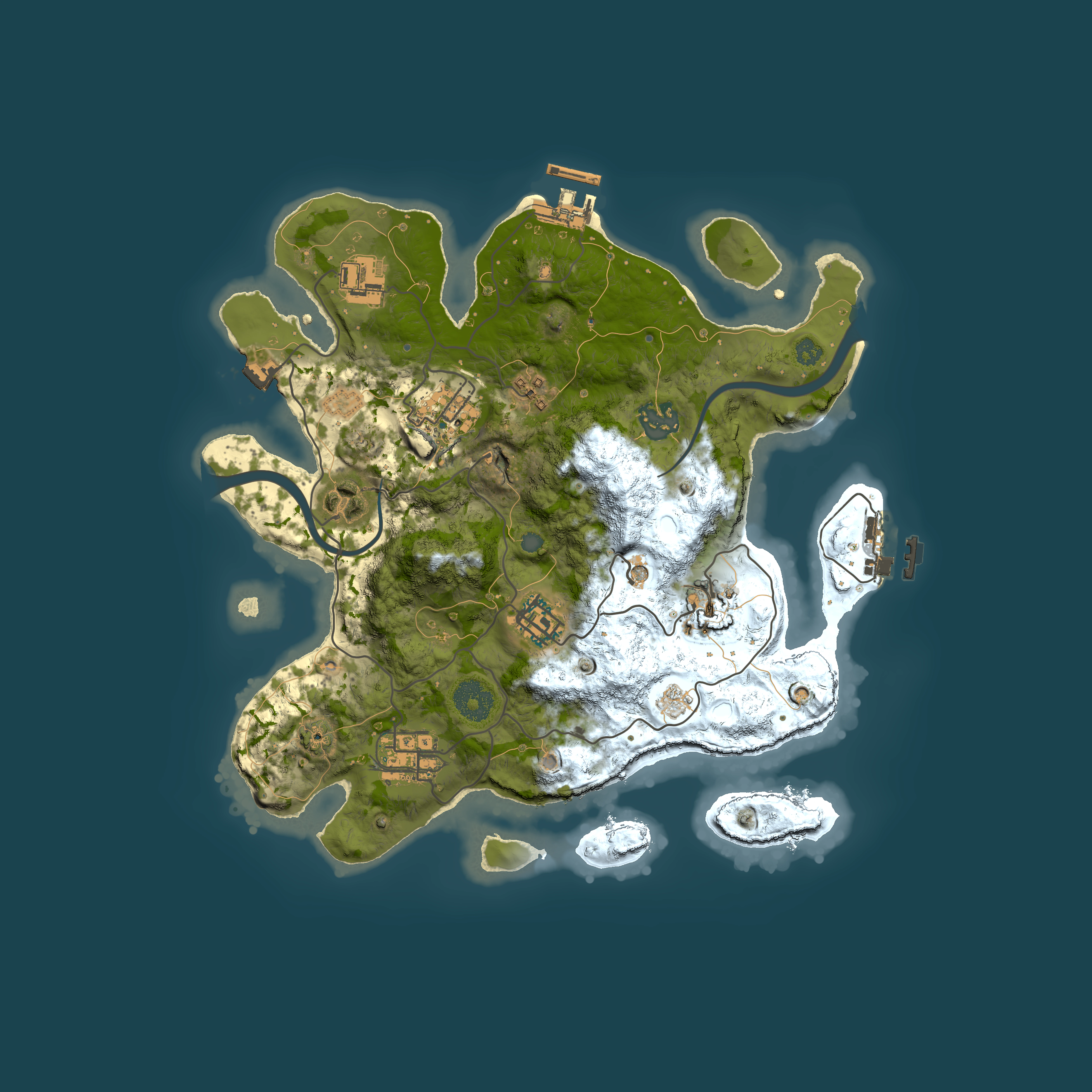 Full top-down render of Rust map seed 71281492, 3000x3000m