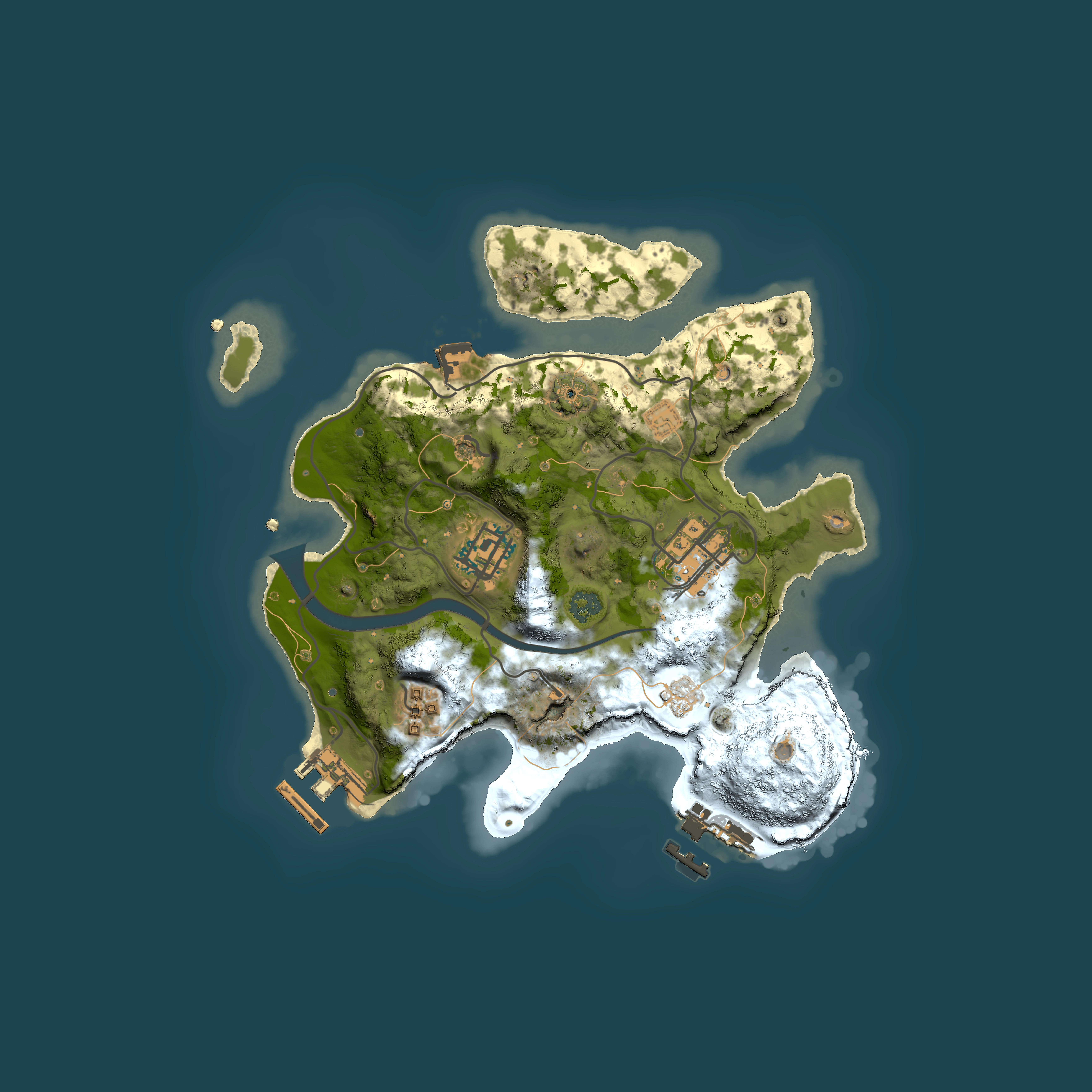 Full top-down render of Rust map seed 879724972, 2500x2500m