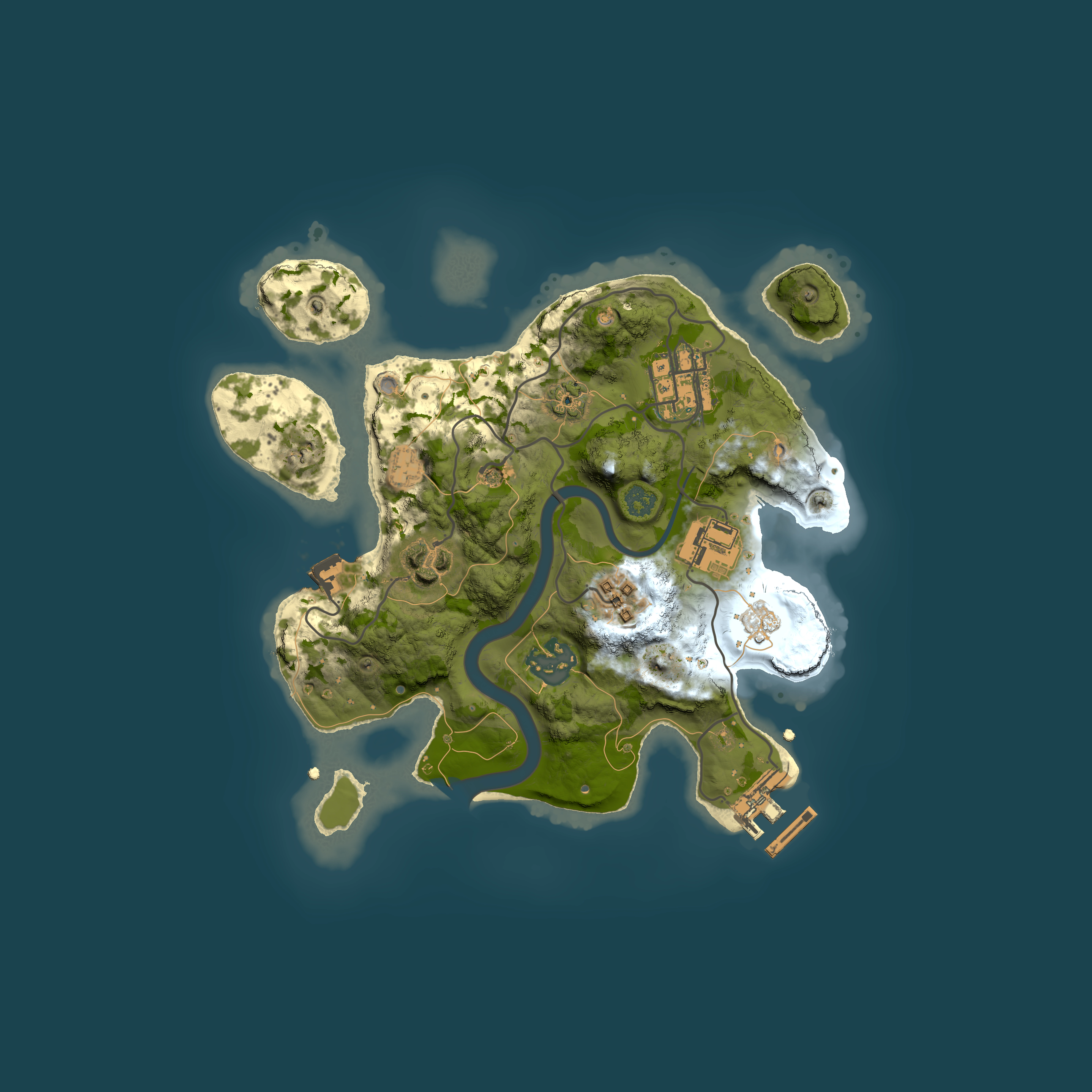 Full top-down render of Rust map seed 777476310, 2500x2500m