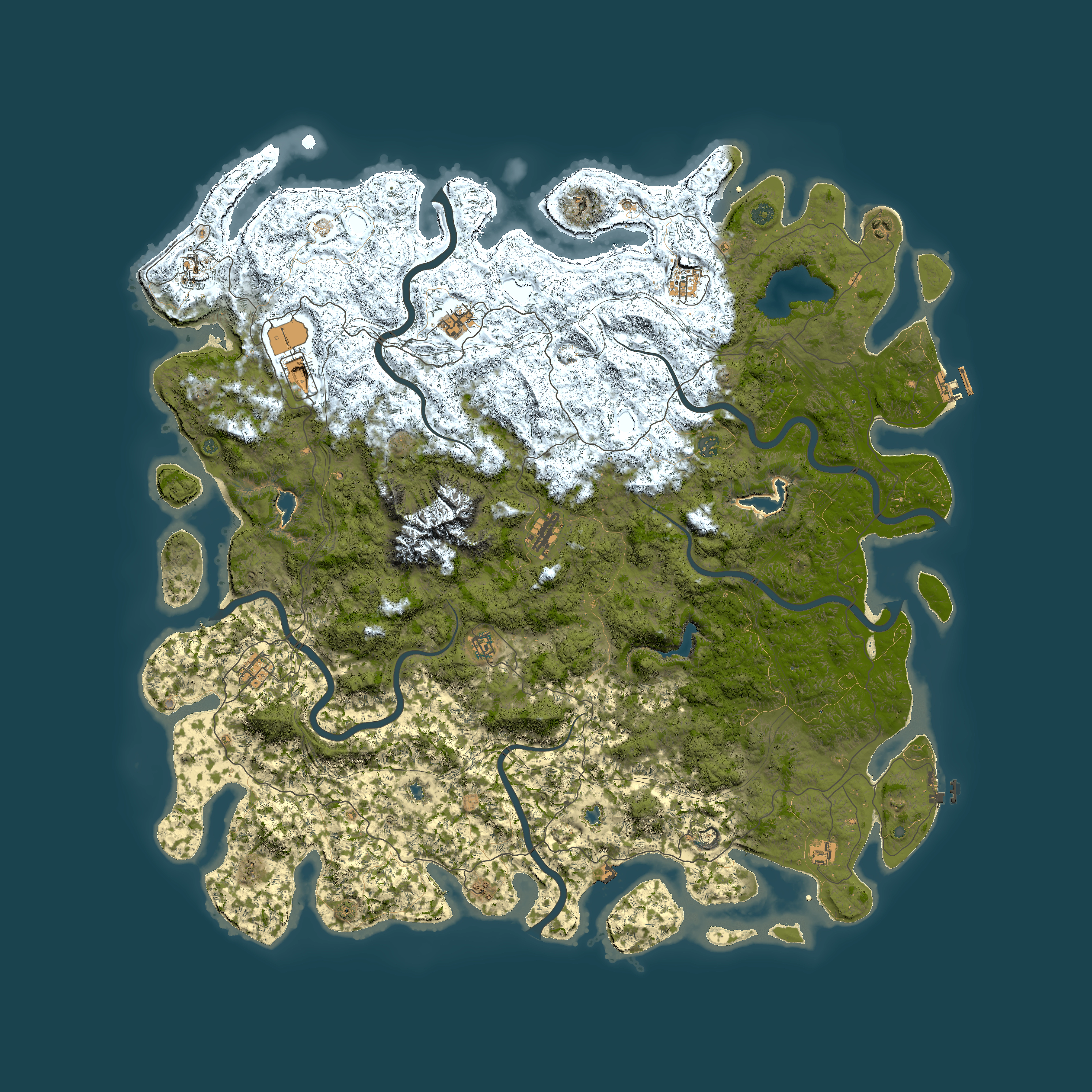 Full top-down render of Rust map seed 599972200, 6000x6000m