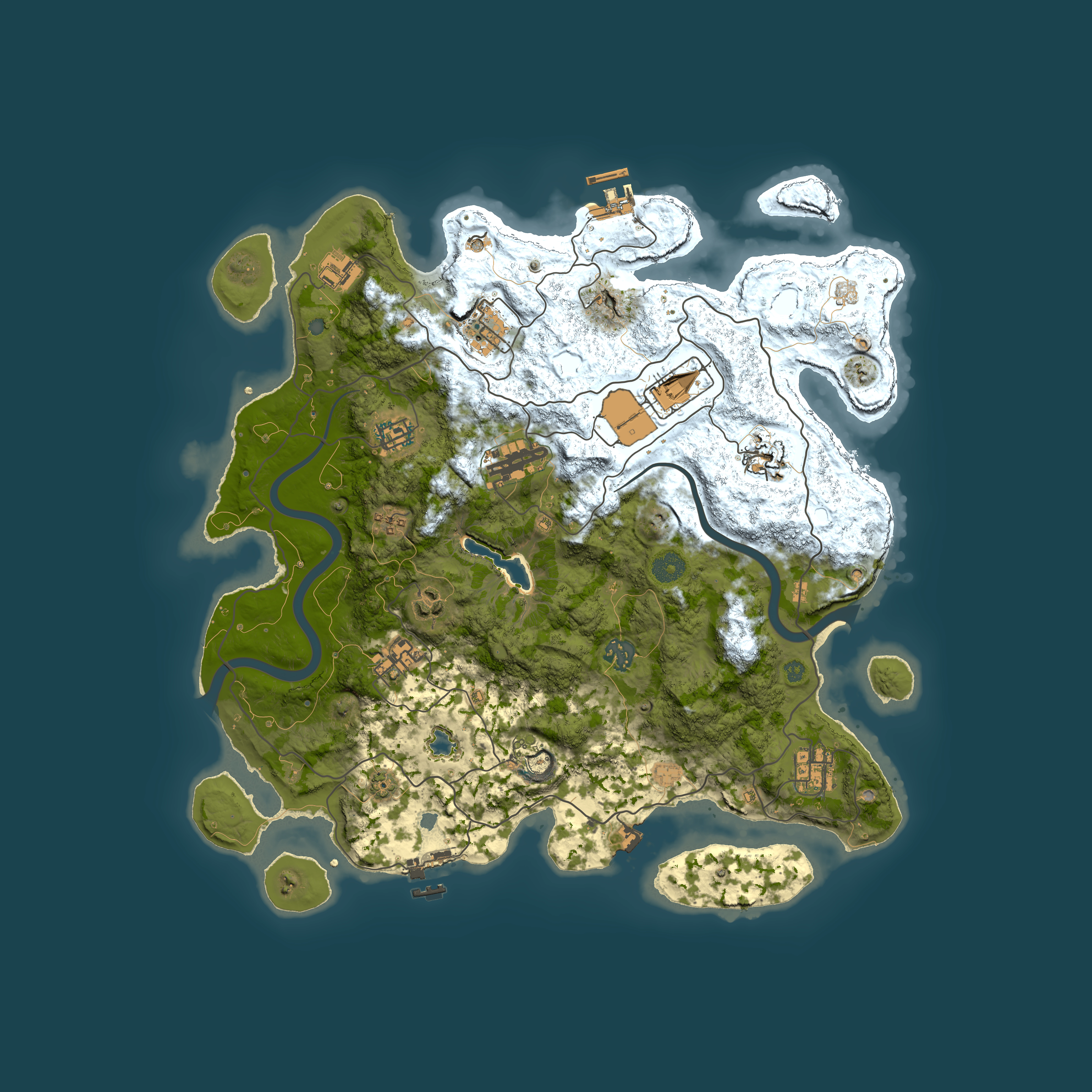 Full top-down render of Rust map seed 627763067, 4000x4000m