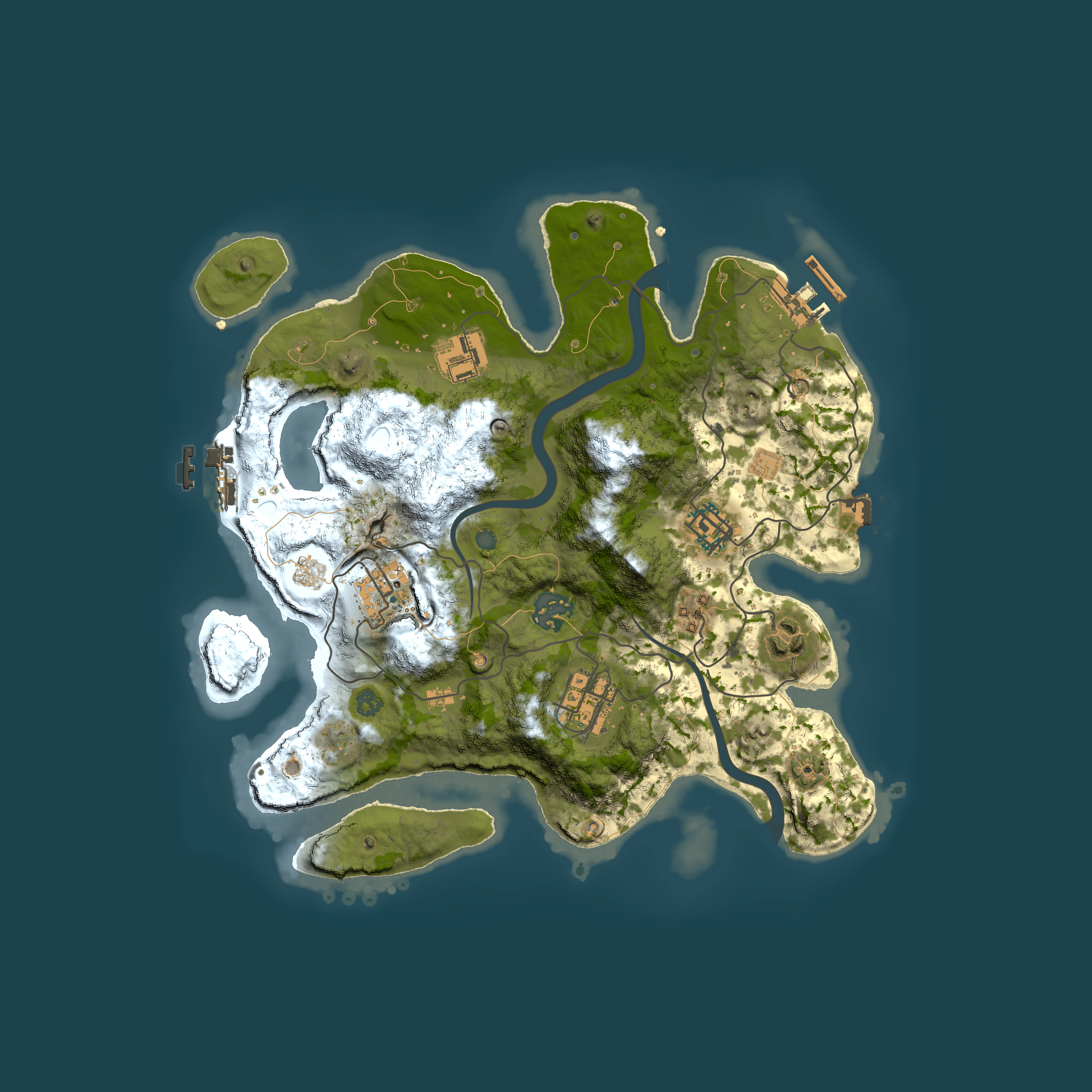 Full top-down render of Rust map seed 651955895, 3000x3000m