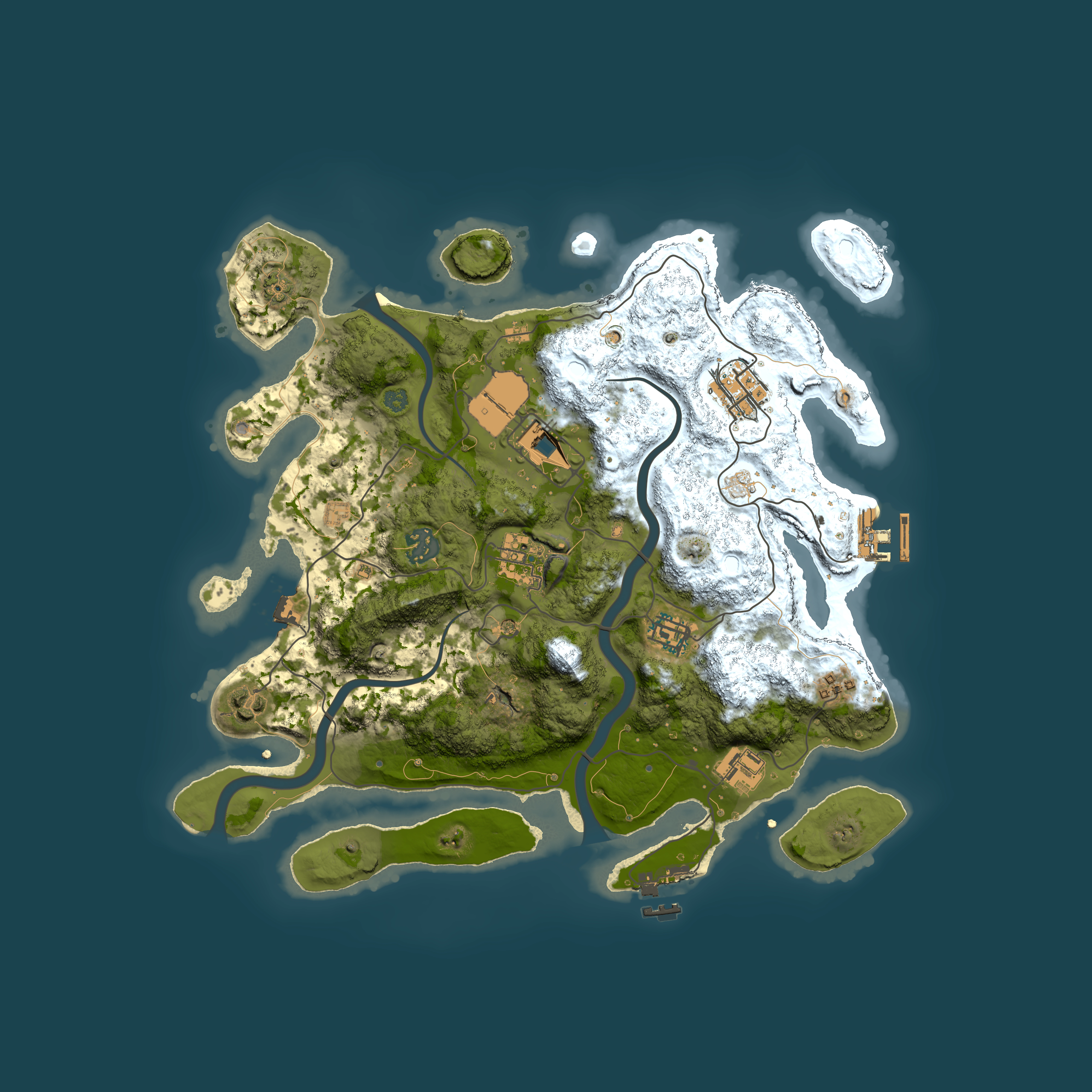 Full top-down render of Rust map seed 1216176996, 3500x3500m