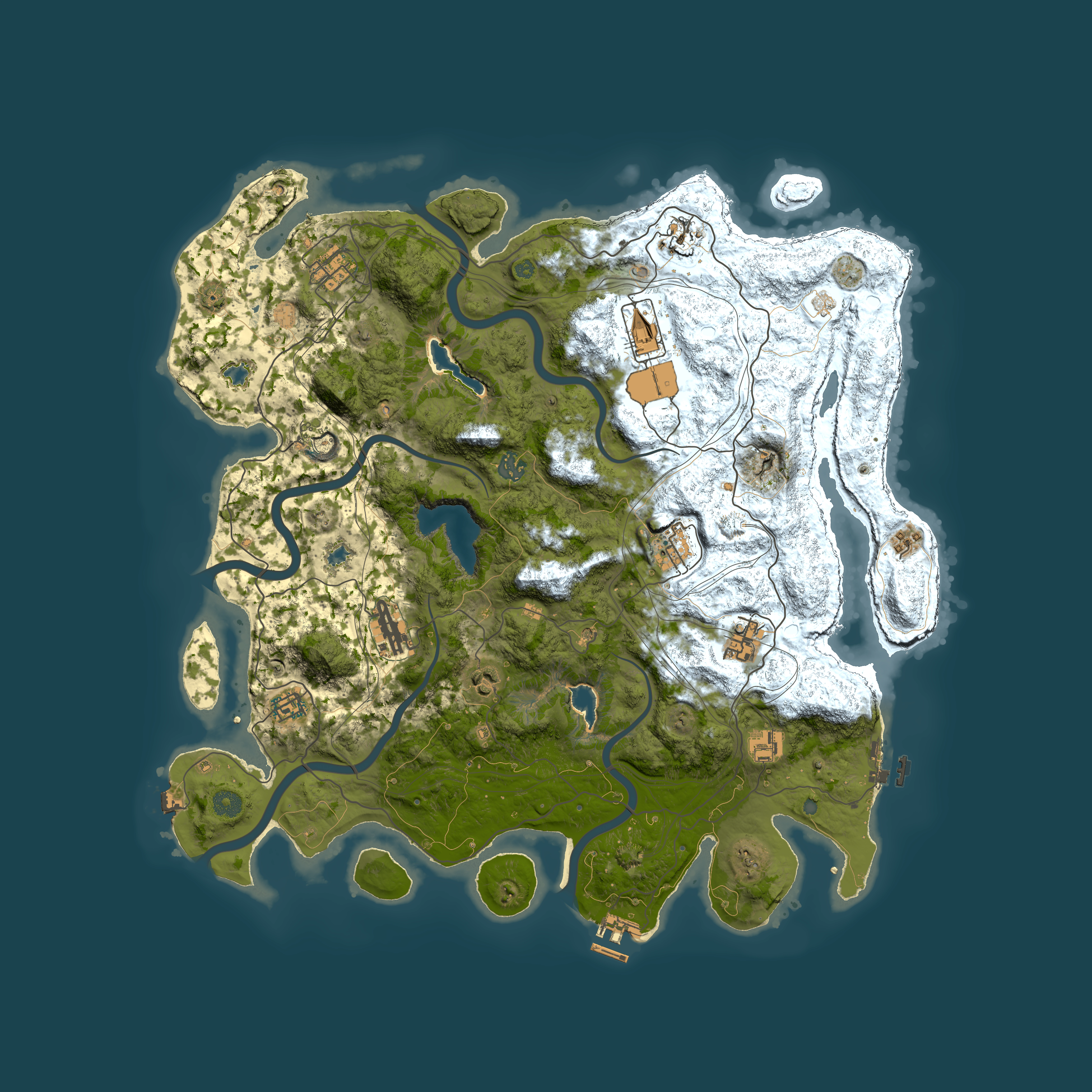 Full top-down render of Rust map seed 733707205, 4500x4500m