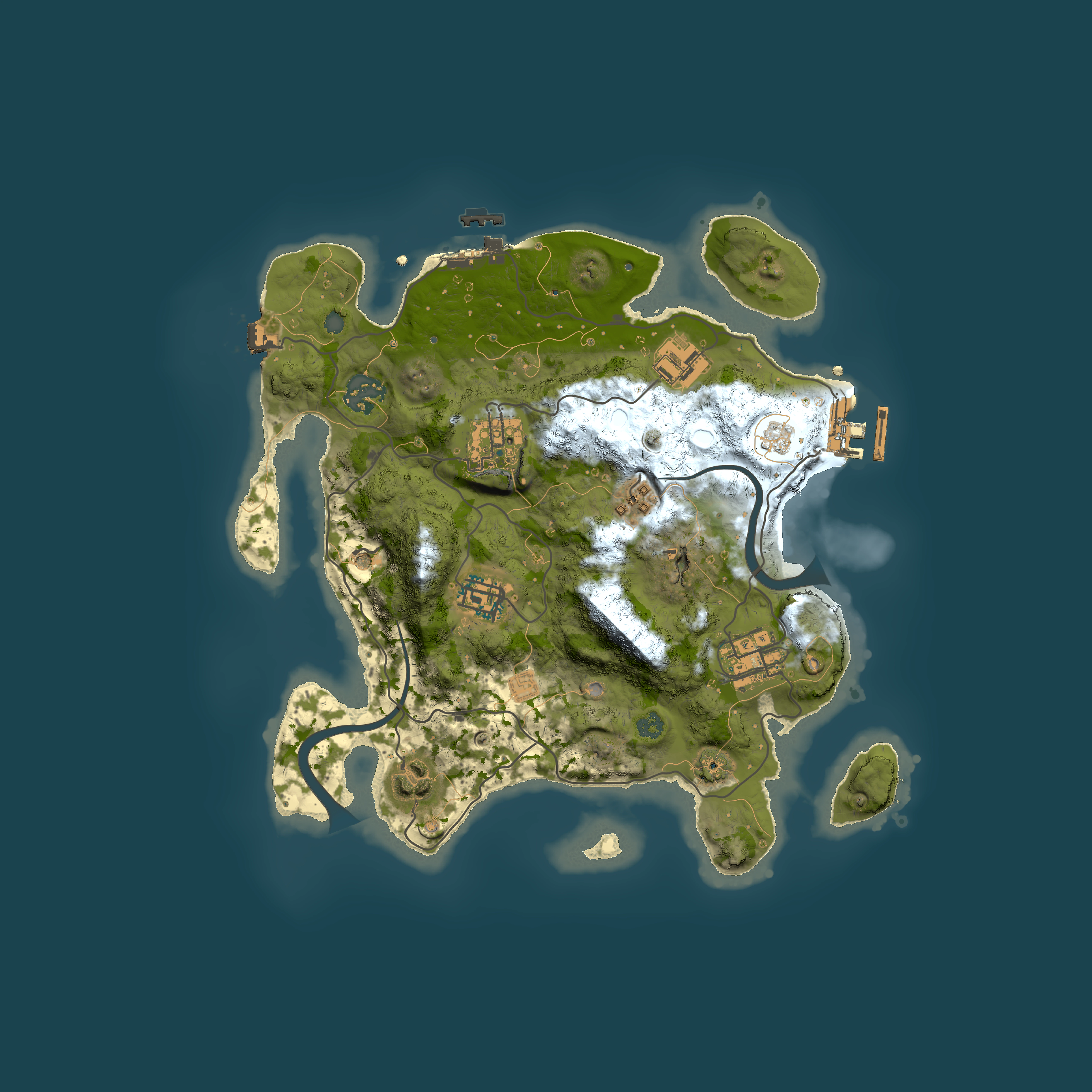 Full top-down render of Rust map seed 1024928525, 3000x3000m