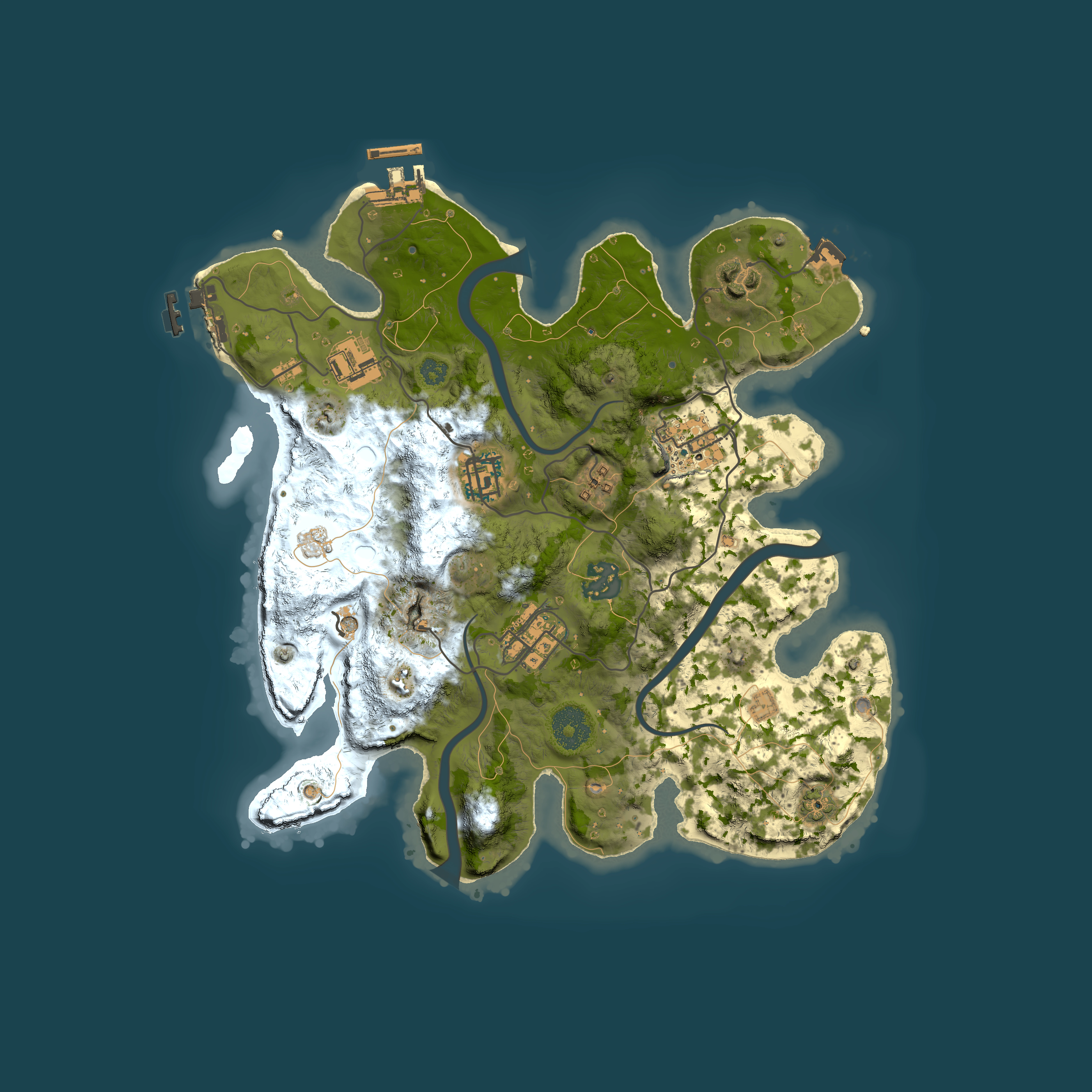 Full top-down render of Rust map seed 1390662260, 3000x3000m