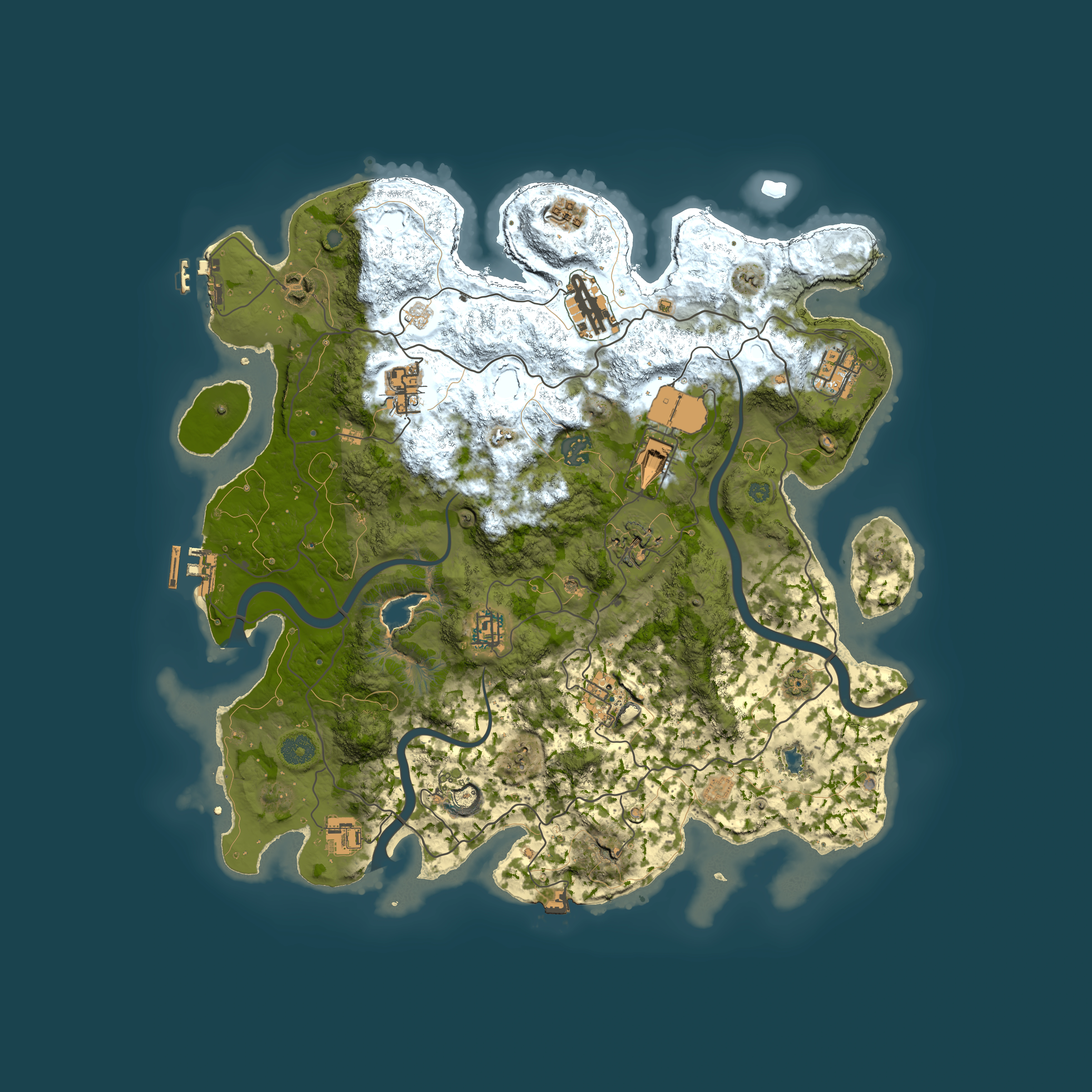 Full top-down render of Rust map seed 797421599, 4000x4000m