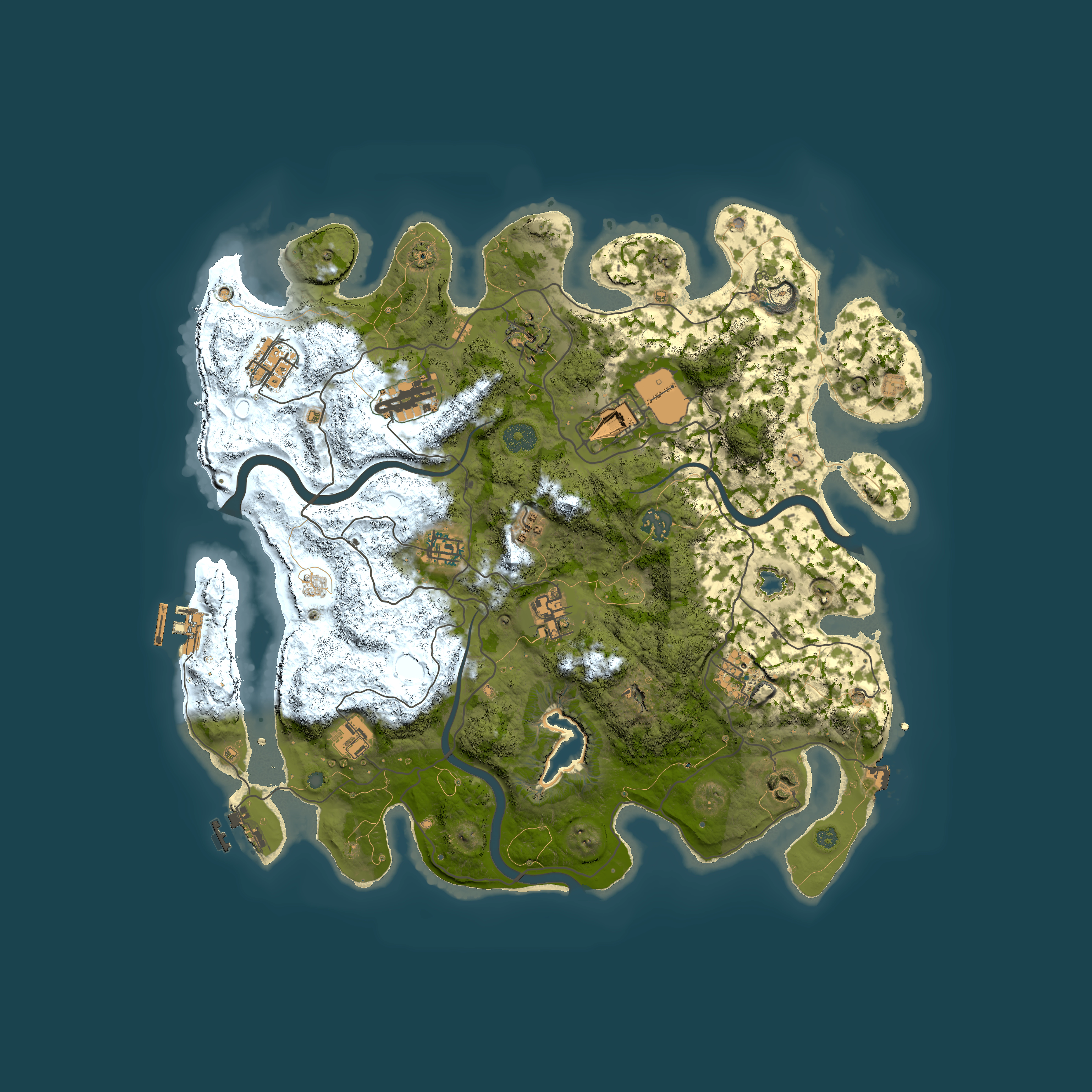 Full top-down render of Rust map seed 1851812074, 4000x4000m
